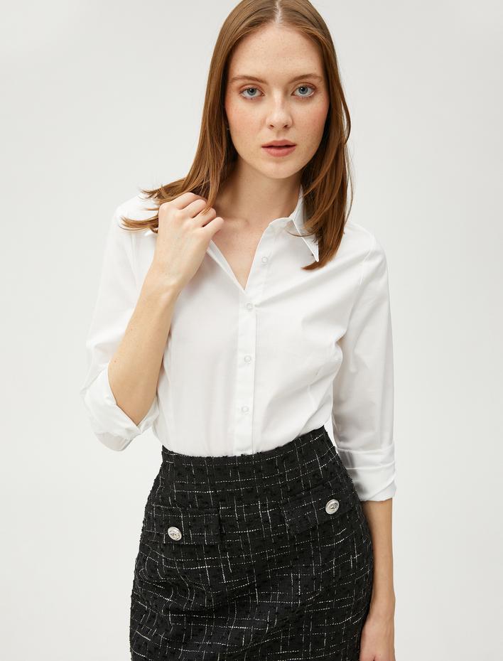  Basic Pamuklu Gömlek Uzun Kollu