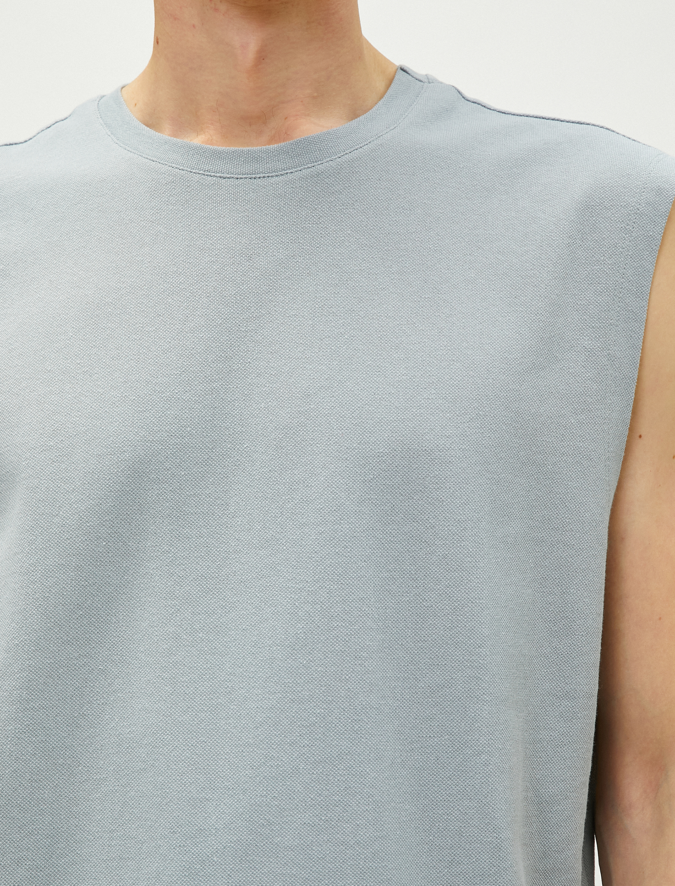   Basic Kolsuz Tişört Bisiklet Yaka Kolsuz Pamuklu