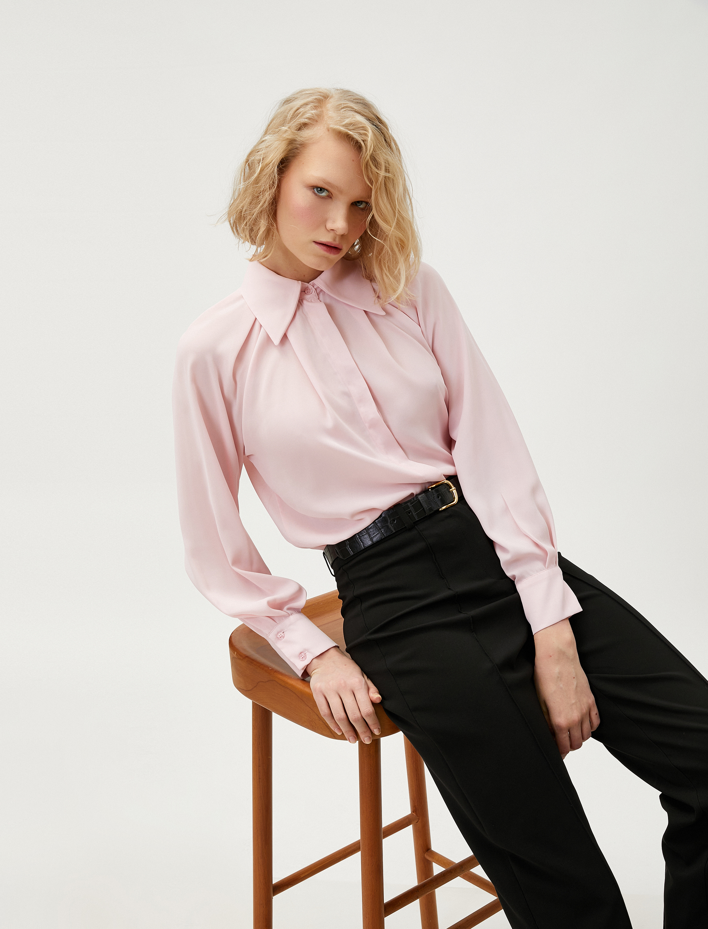   Drapeli Gömlek Uzun Kollu