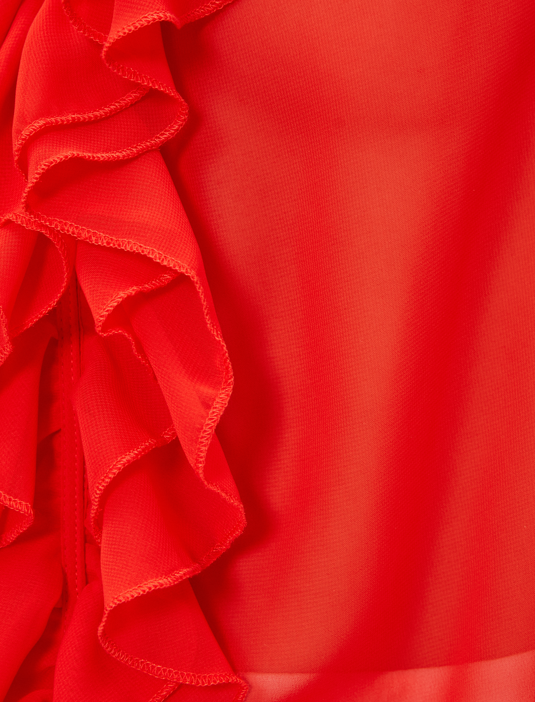   Volanlı Şifon Bluz Uzun Kollu