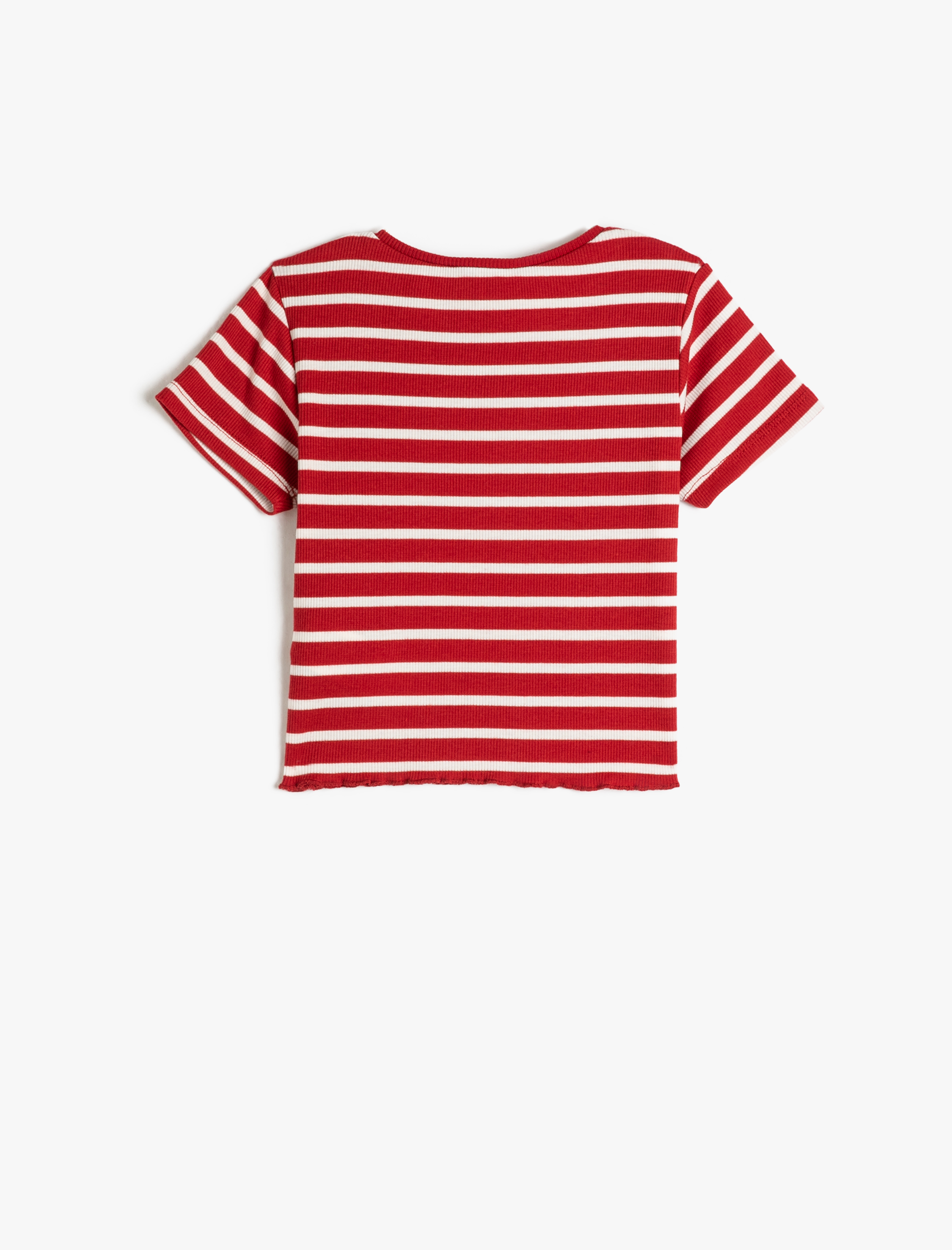  Kız Çocuk Crop Tişört Kısa Kollu Bisiklet Yaka Dar Kalıp Fitilli