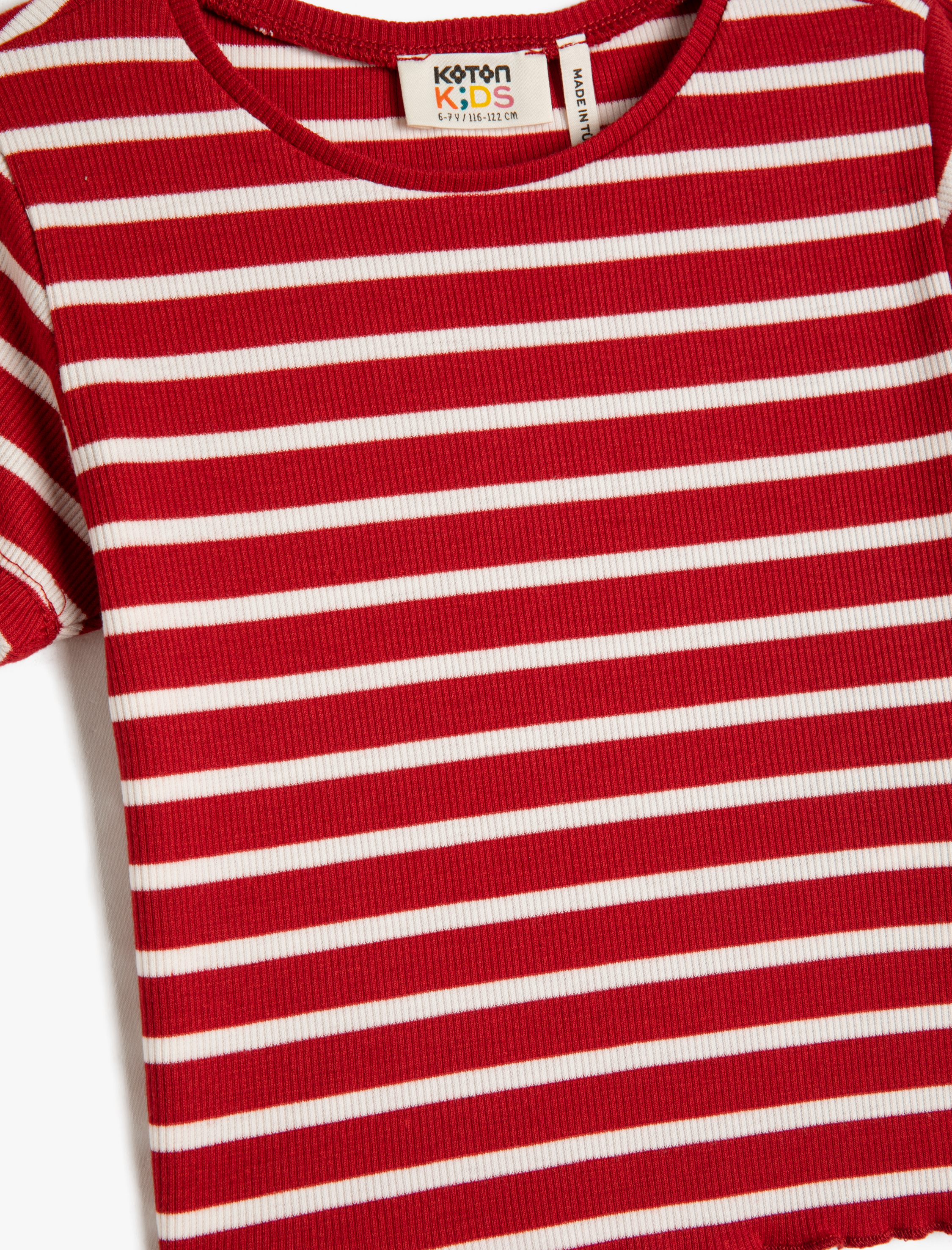  Kız Çocuk Crop Tişört Kısa Kollu Bisiklet Yaka Dar Kalıp Fitilli