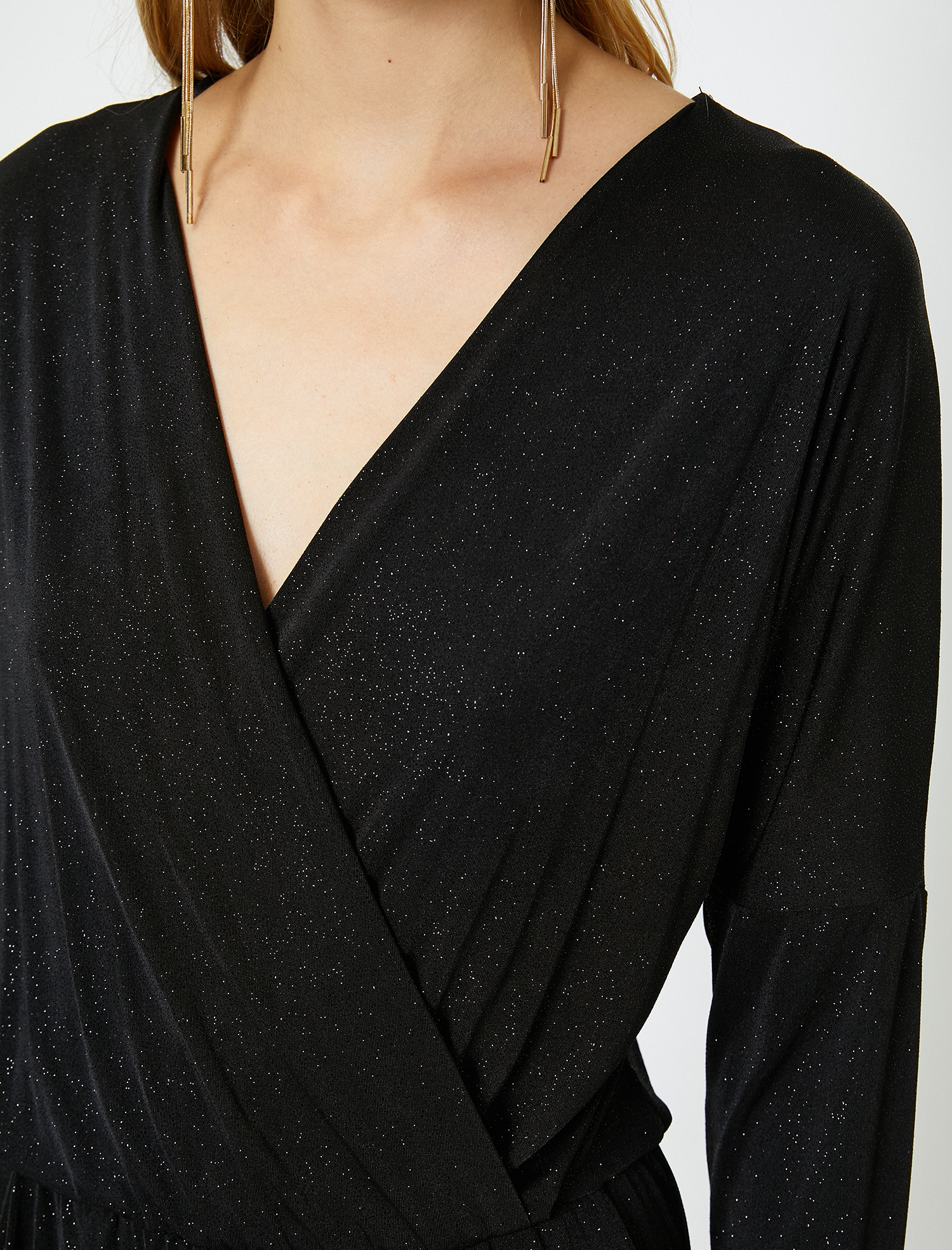   Abiye Tulum Simli Uzun Kollu V Yaka