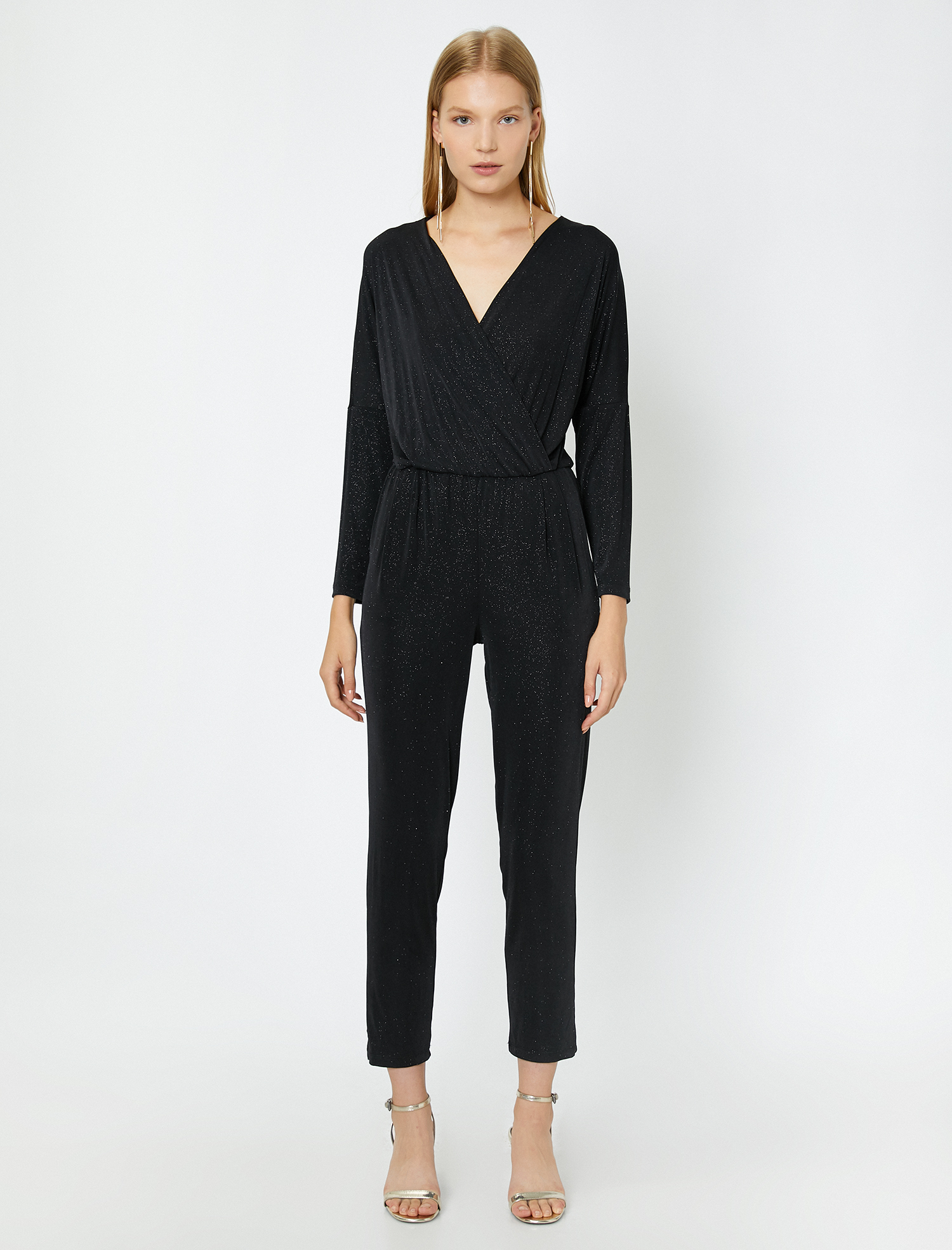   Abiye Tulum Simli Uzun Kollu V Yaka