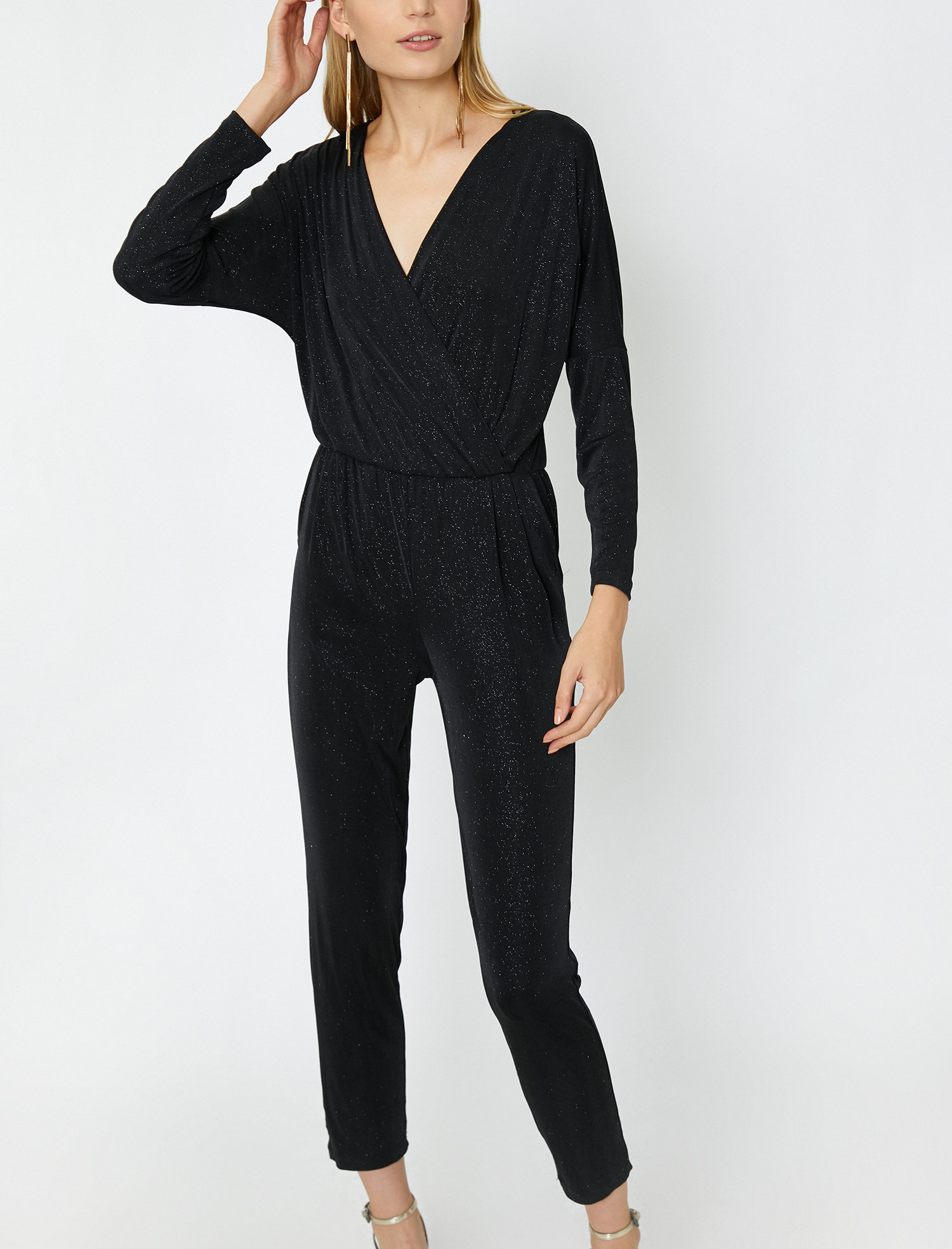   Abiye Tulum Simli Uzun Kollu V Yaka