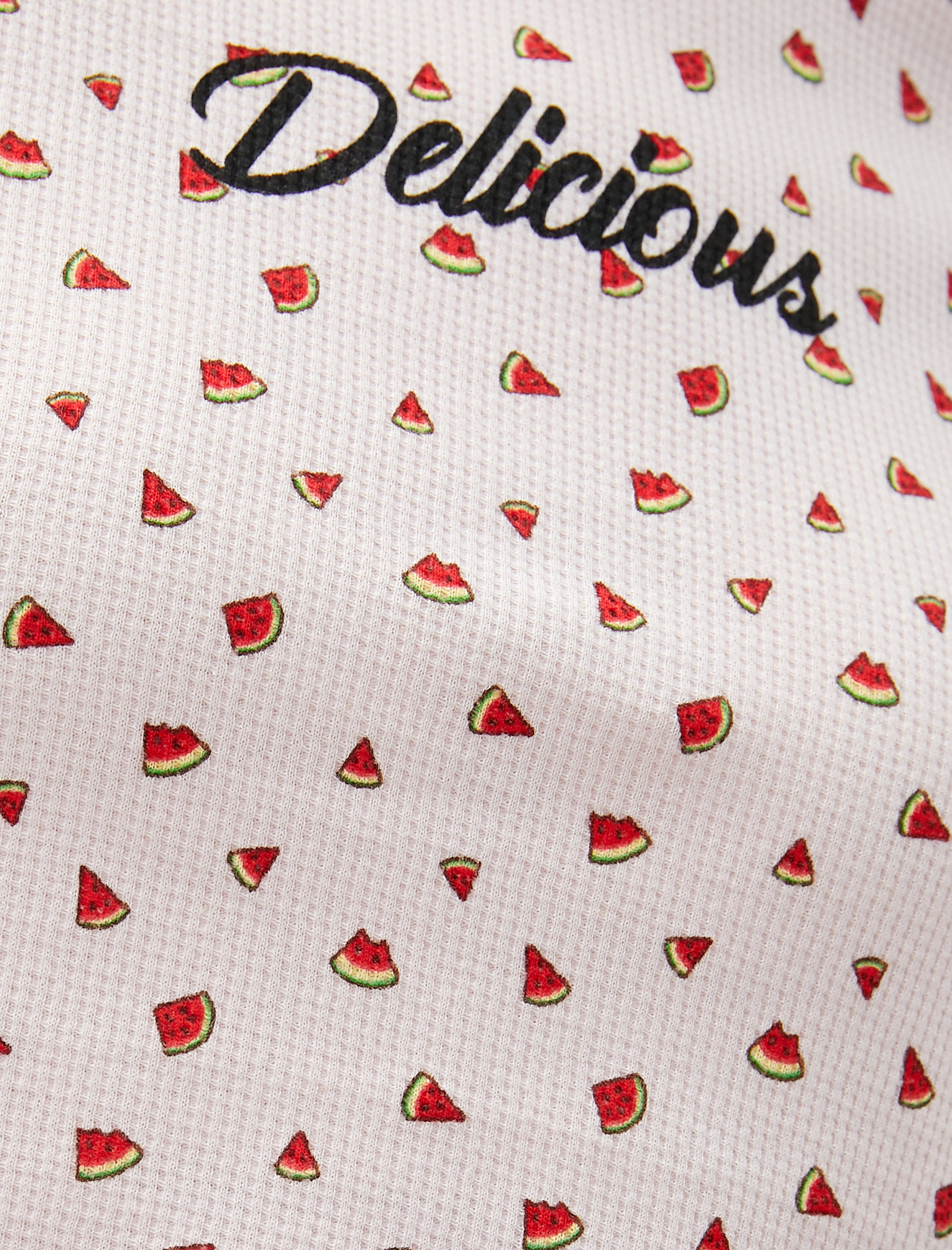   Crop Tişört Karpuz Baskılı Bisiklet Yaka Kısa Kollu