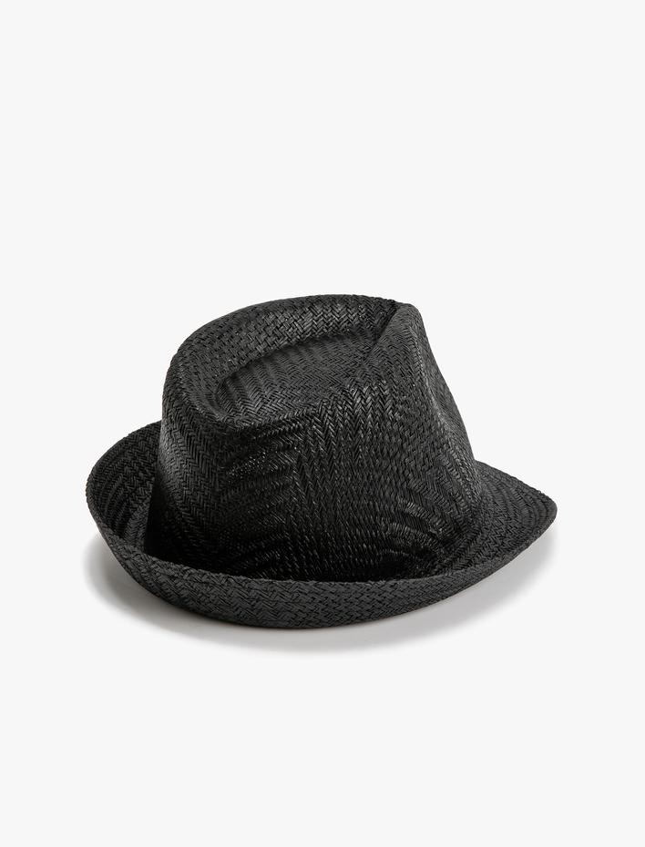 Erkek Hasır Fötr Şapka Örgü Motifli