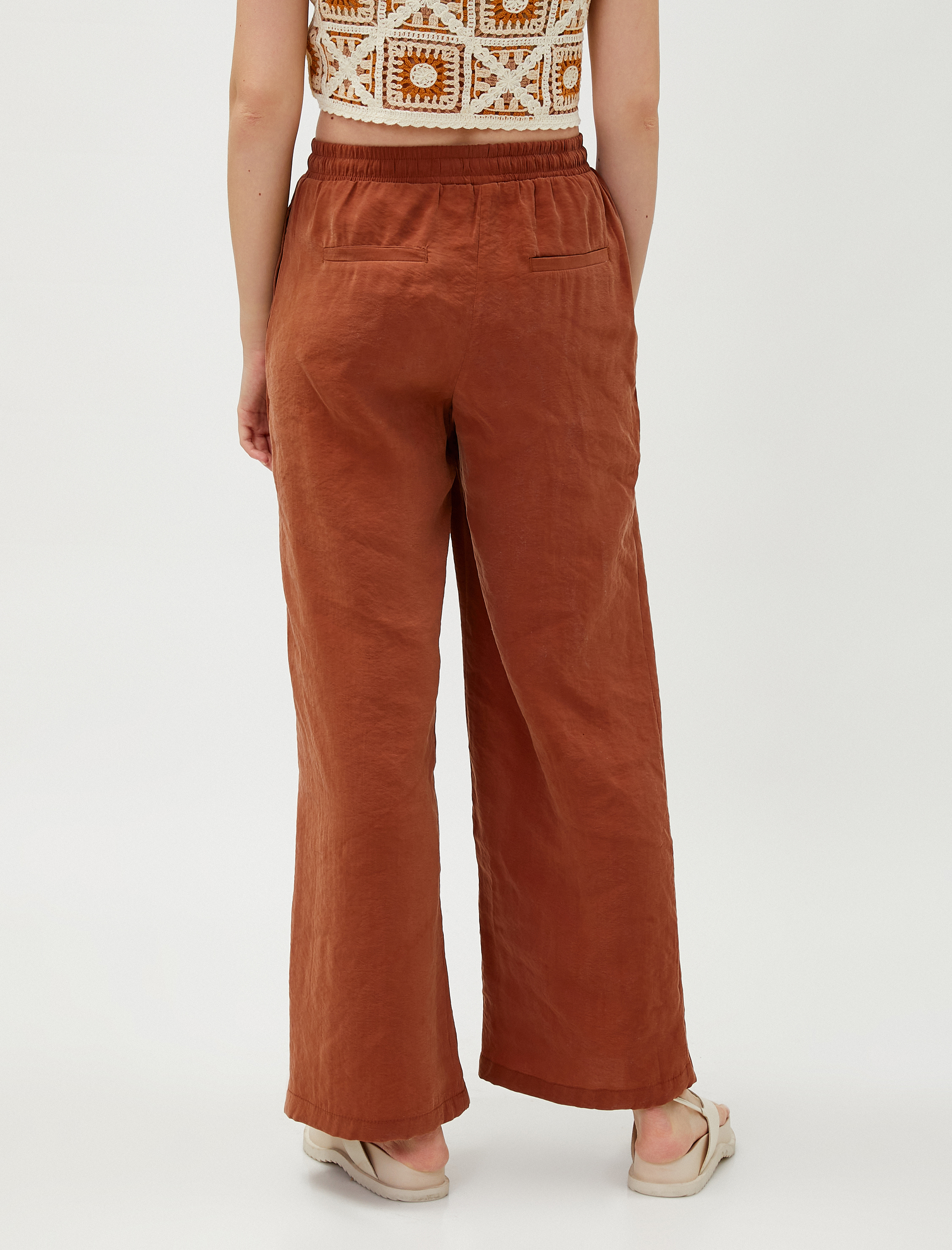   Modal Rahat Pantolon Beli Bağlamalı Cepli