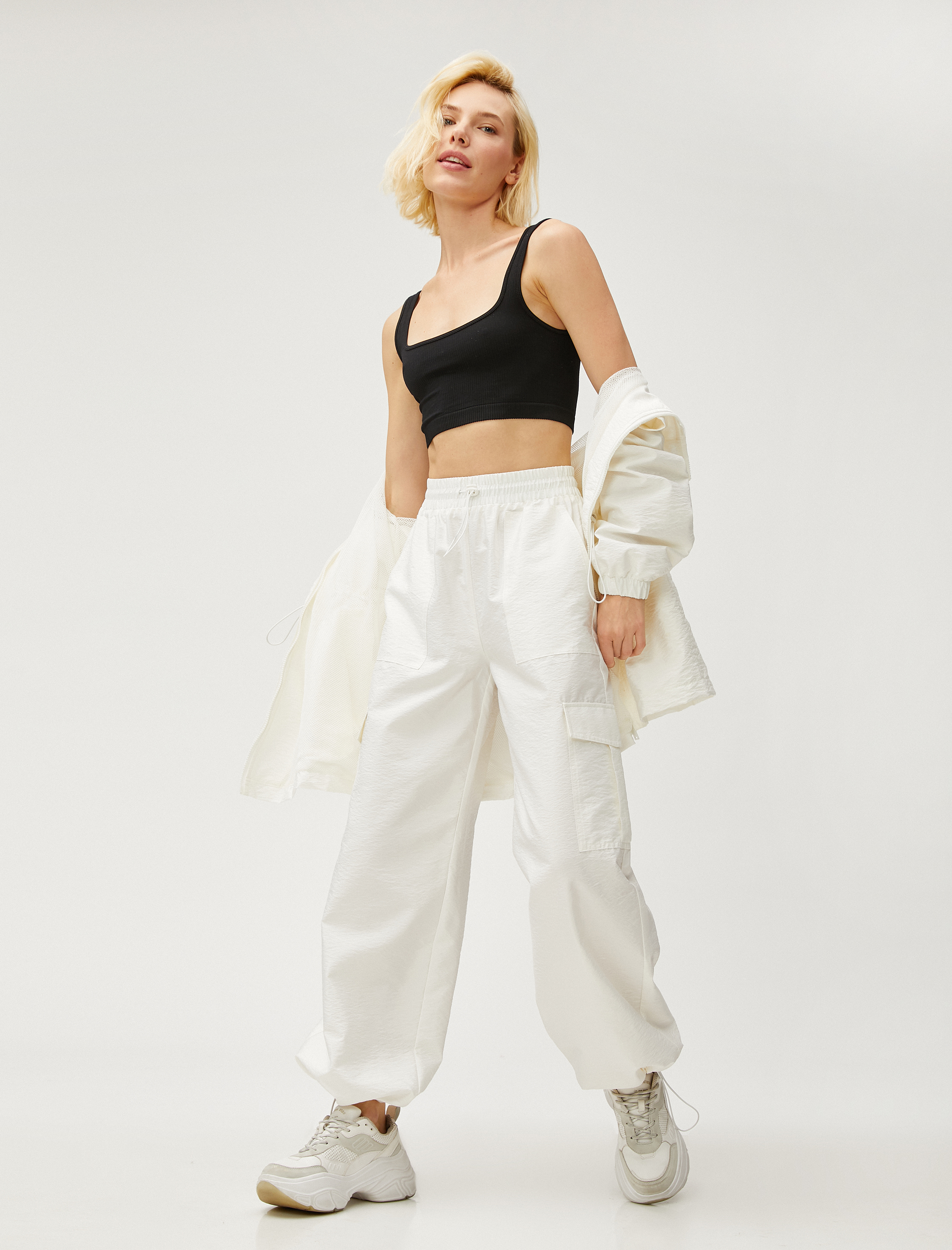   Paraşüt Kargo Pantolon Cepli Beli Lastikli