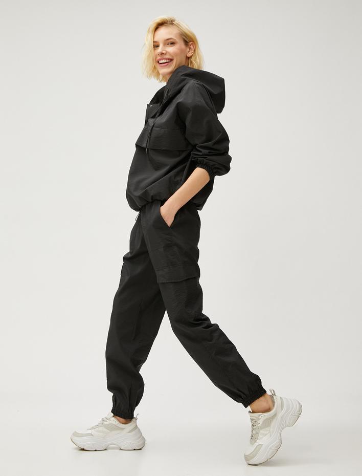  Paraşüt Sweatshirt Kapüşonlu Beli Lastikli