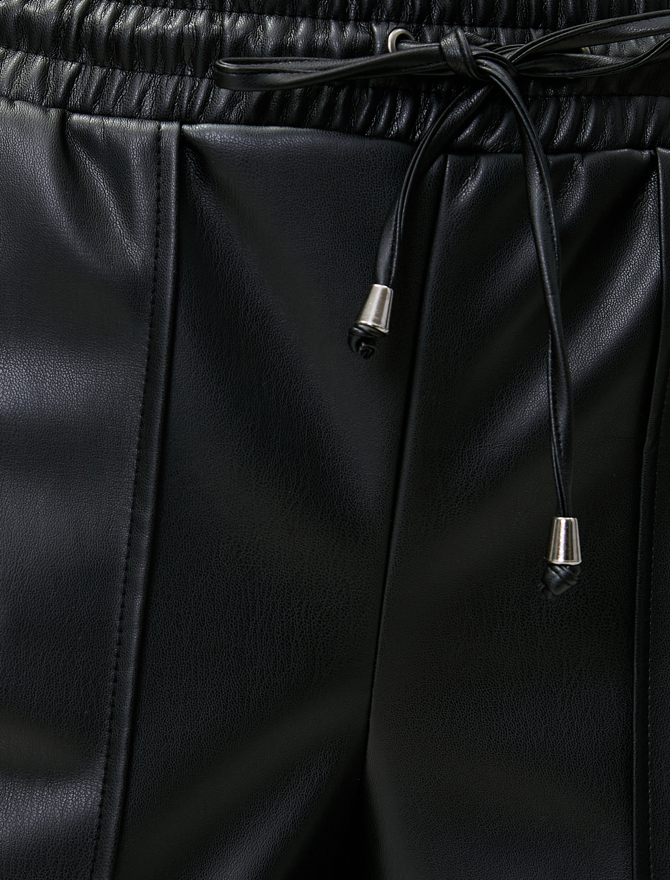   Suni Deri Pantolon Beli Bağlamalı Cepli