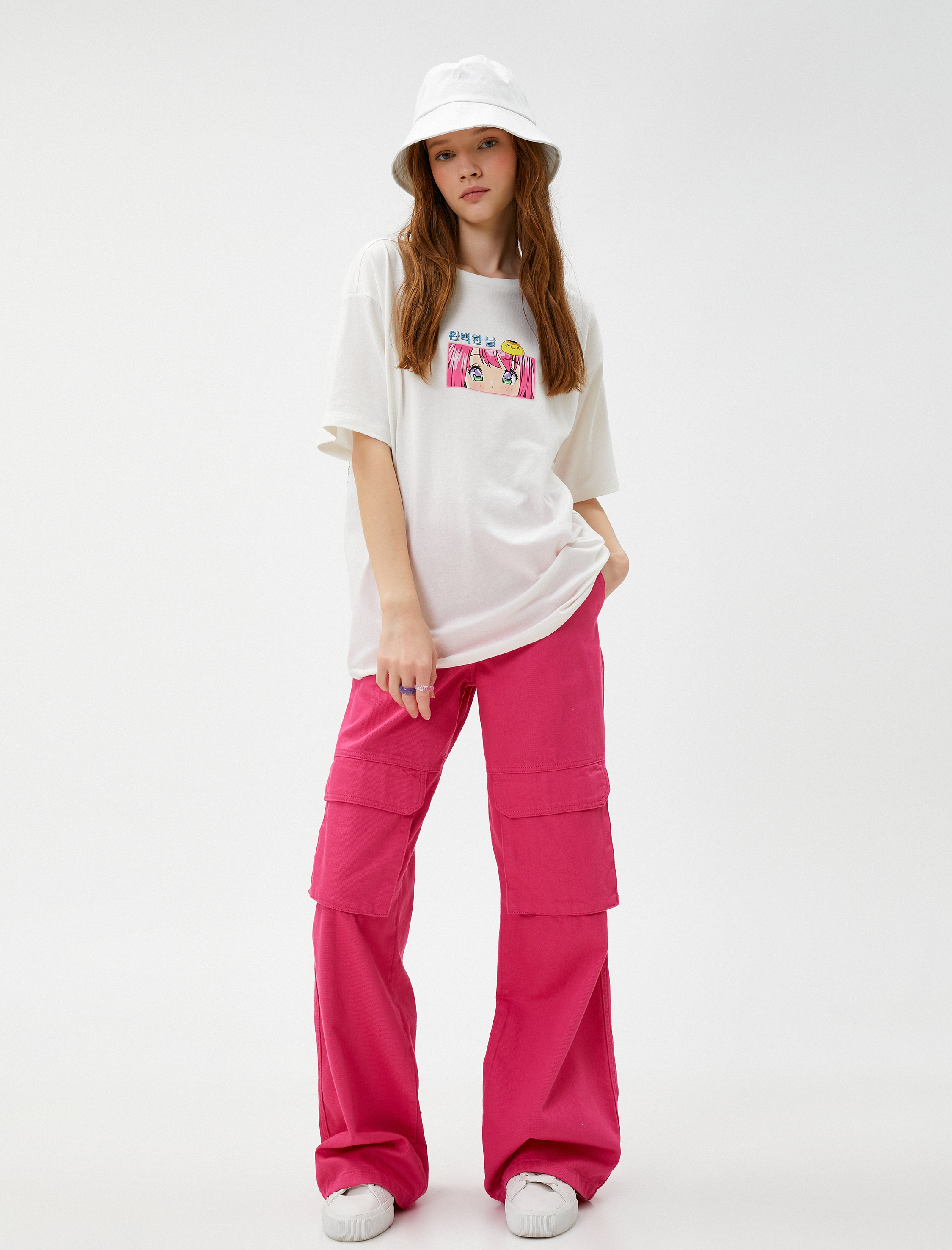   Anime Tişört Oversize Sırt Baskılı Kısa Kollu Bisiklet Yaka