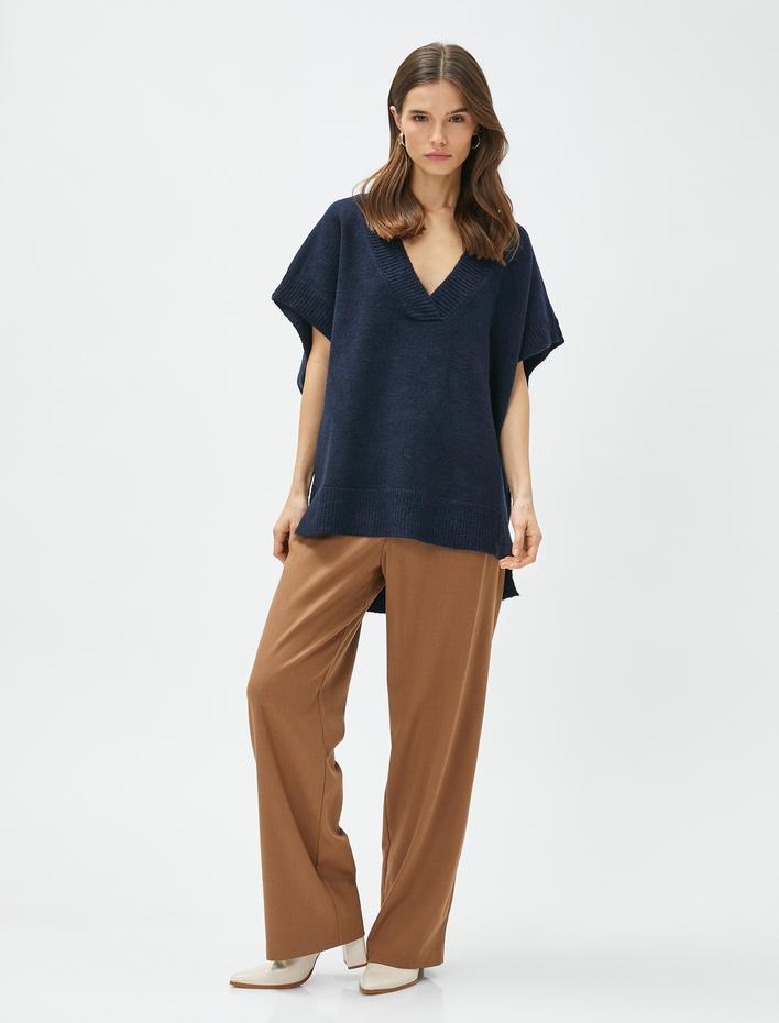  V Yaka Süveter Oversize