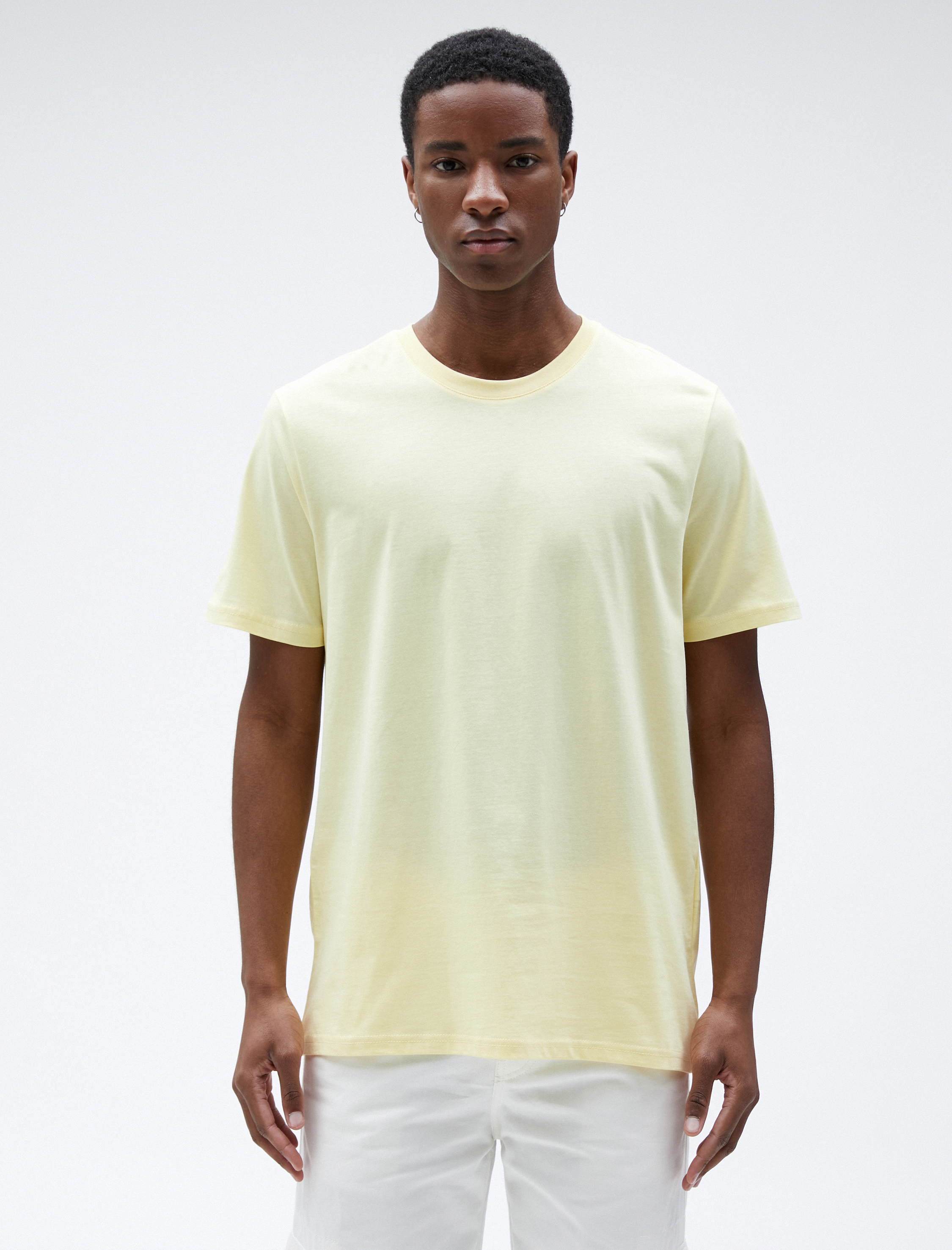   Basic Tişört Bisiklet Yaka Kısa Kollu Pamuklu