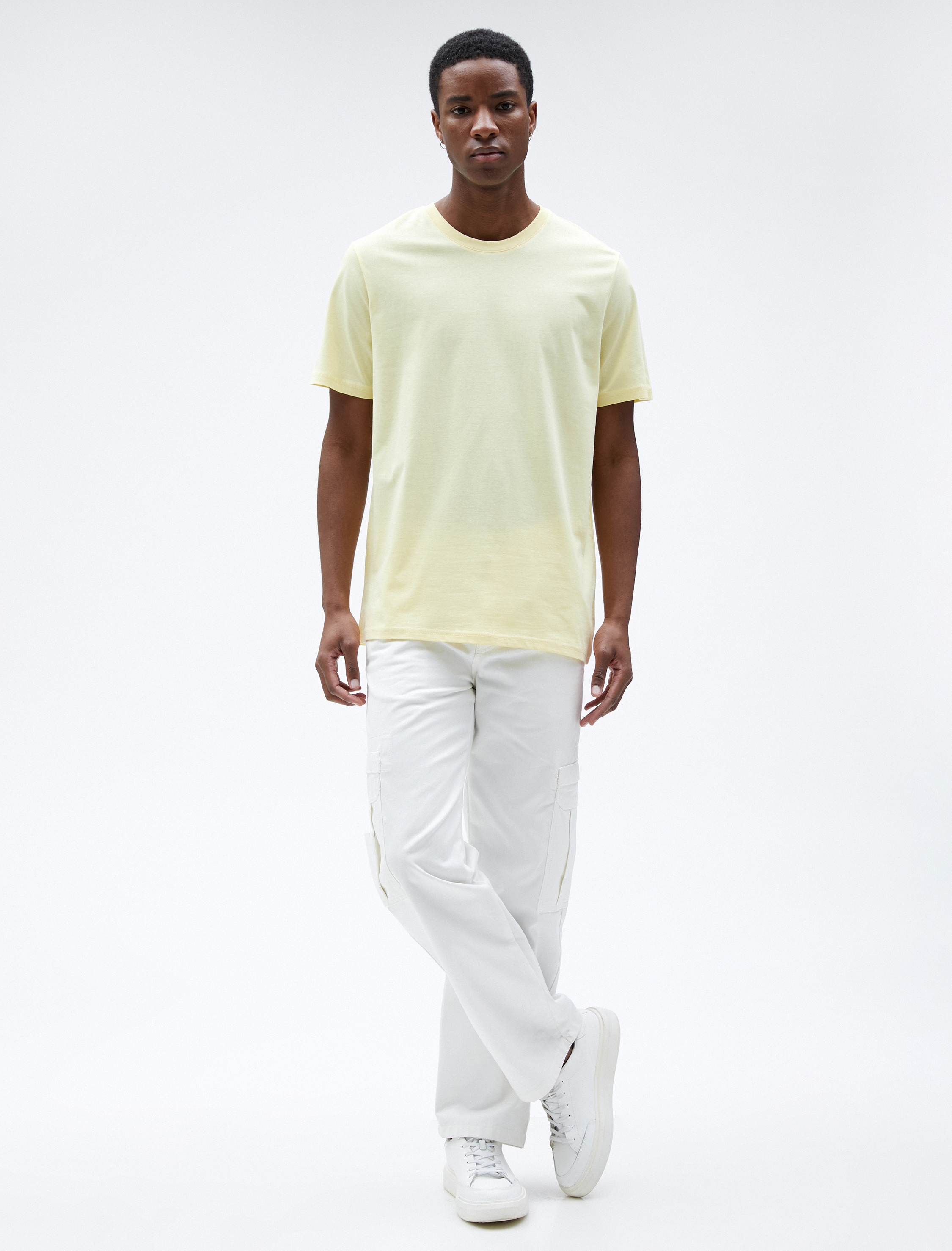   Basic Tişört Bisiklet Yaka Kısa Kollu Pamuklu