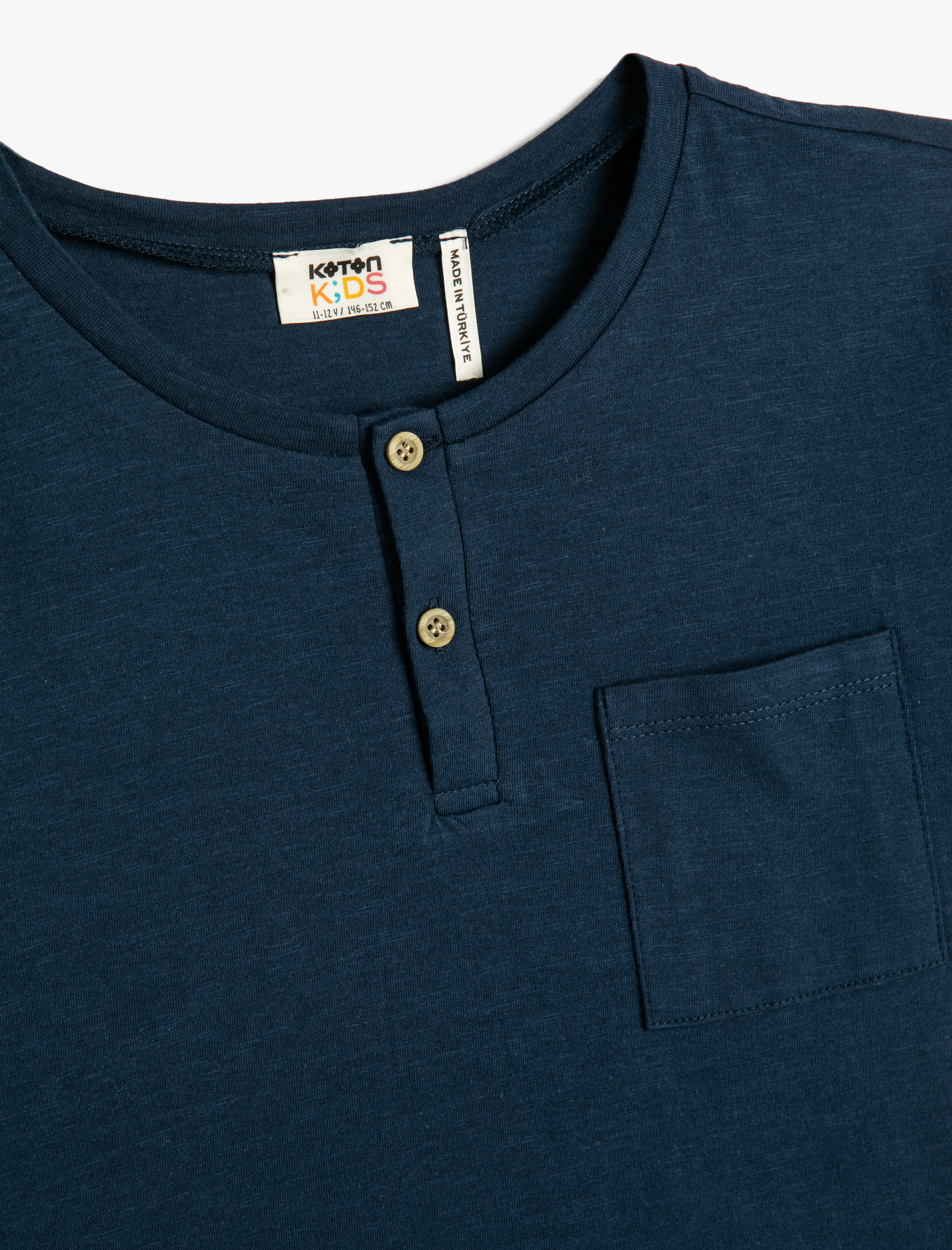  Erkek Çocuk Basic Tişört Yuvarlak Yaka Kısa Kollu Düğmeli Pamuklu