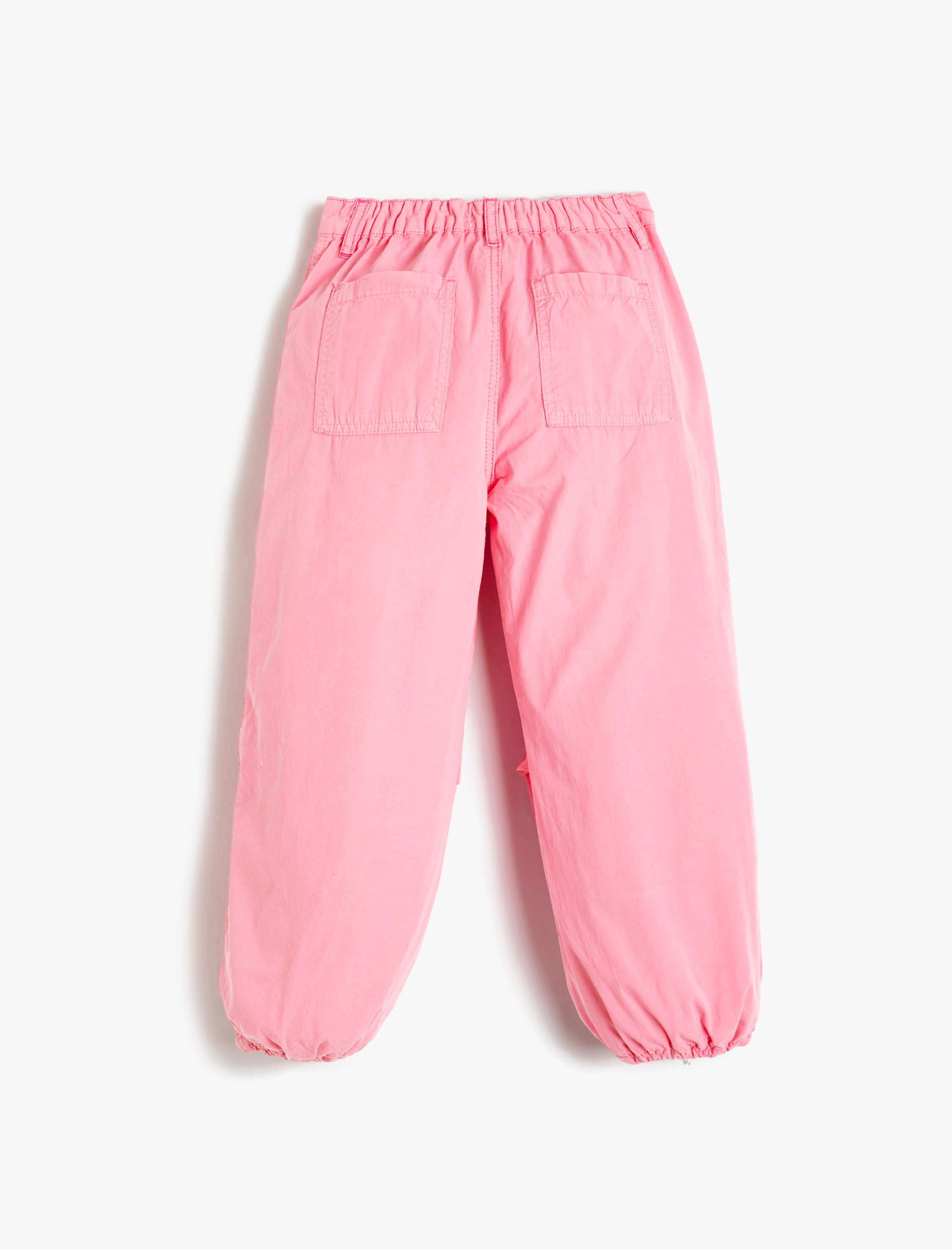  Kız Çocuk Paraşüt Pantolon Cepli Paçaları Elastik Pamuklu