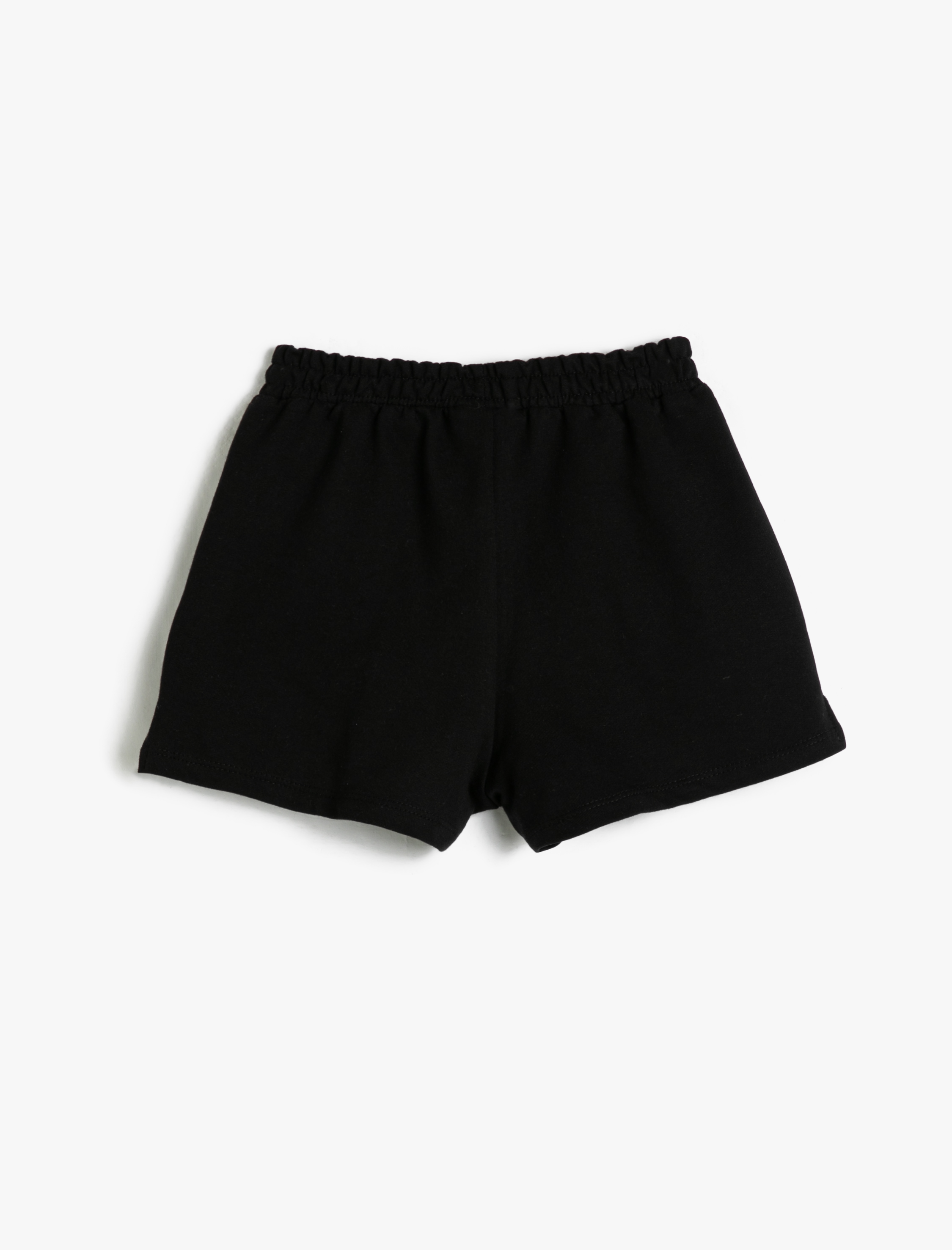  Kız Çocuk Şort Beli Bağlamalı Lastikli Cepli Baskı Detaylı Pamuklu