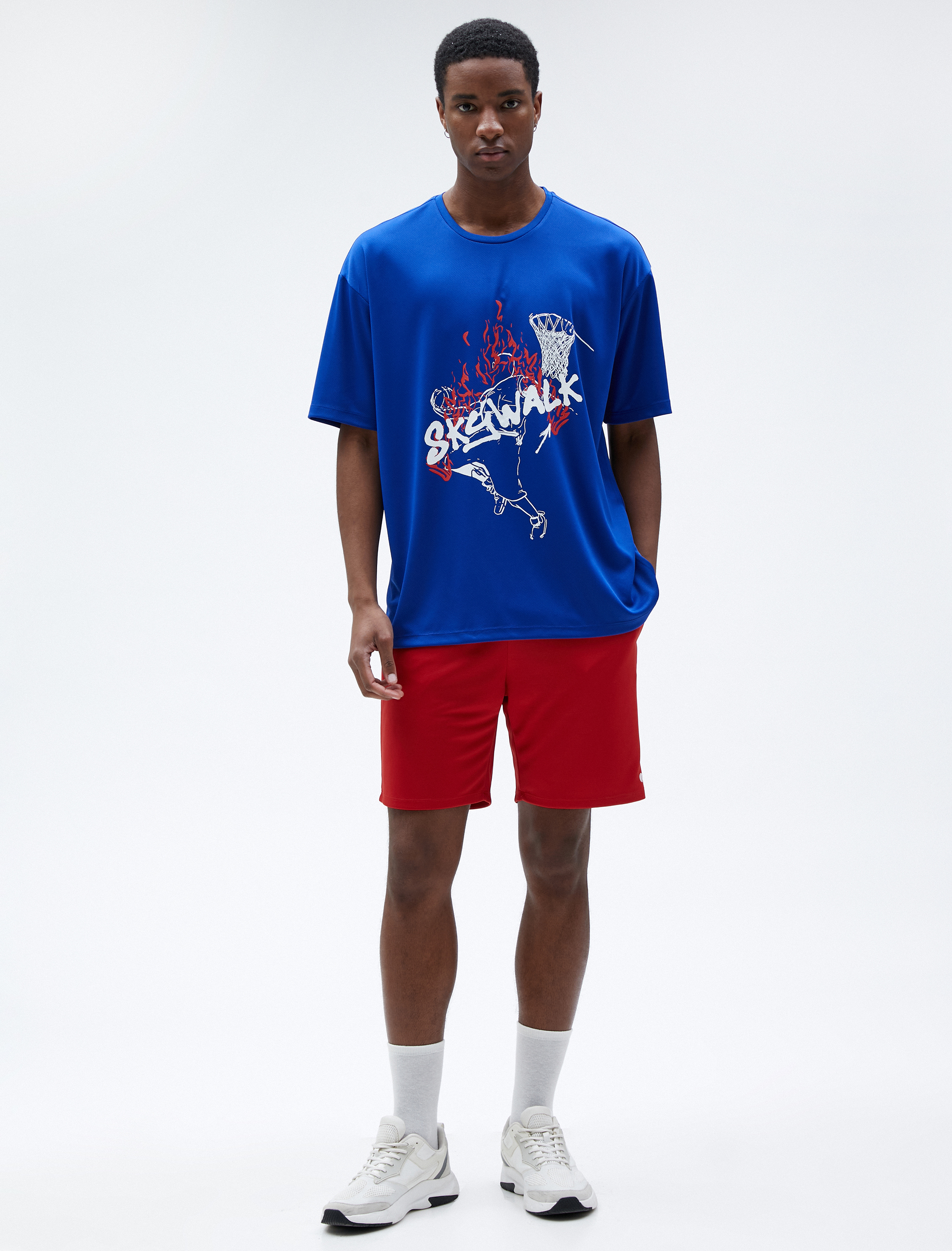   Spor Oversize Tişört Basketbol Baskılı Kısa Kollu