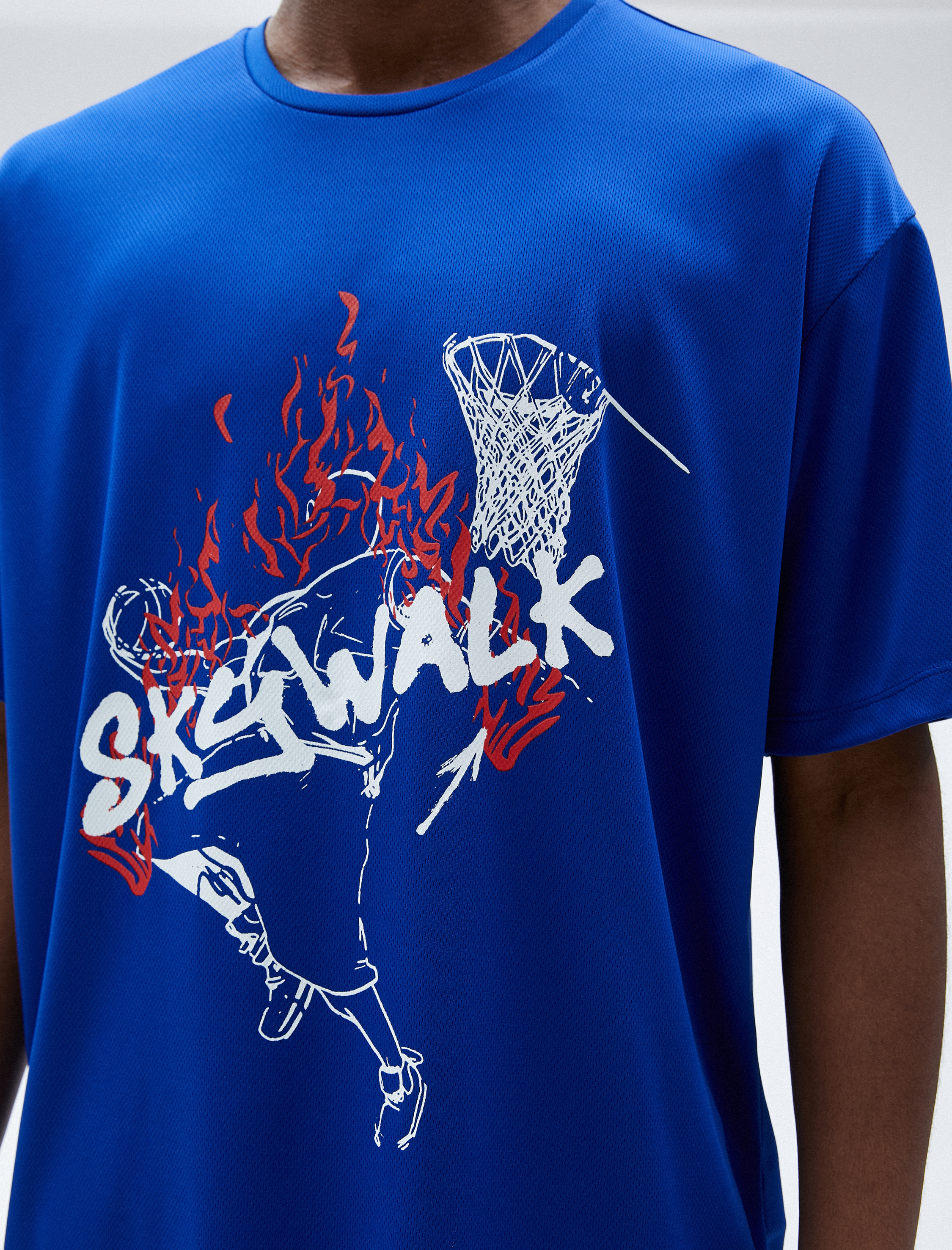   Spor Oversize Tişört Basketbol Baskılı Kısa Kollu