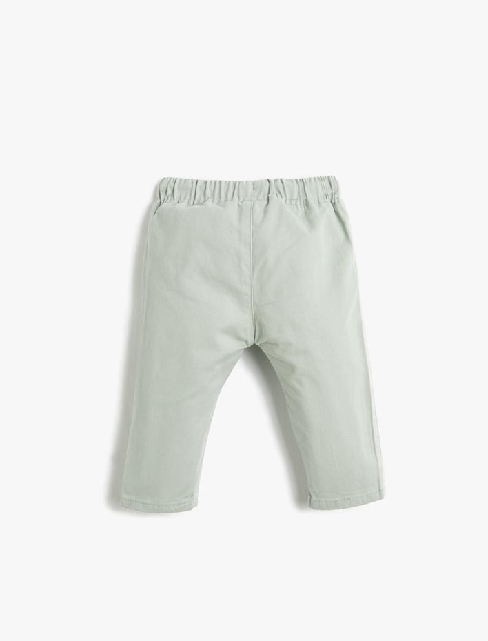Erkek Bebek Pantolon Beli Bağlamalı Lastikli Cepli Pamuklu