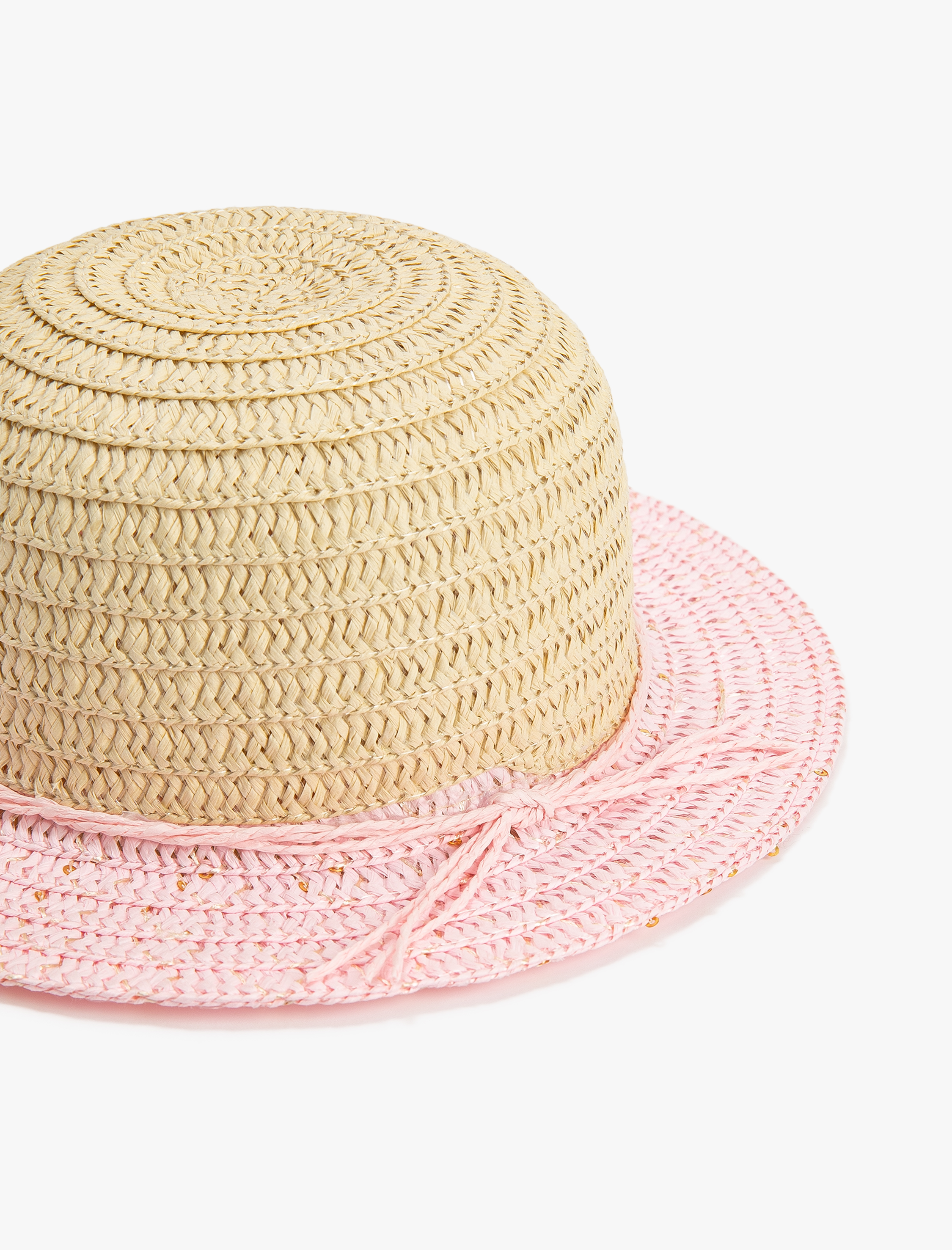  Kız Çocuk Hasır Şapka Bant Detaylı