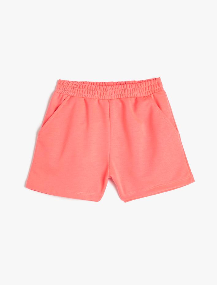 Kız Çocuk Mini Şort Beli Bağlamalı Lastikli Cepli