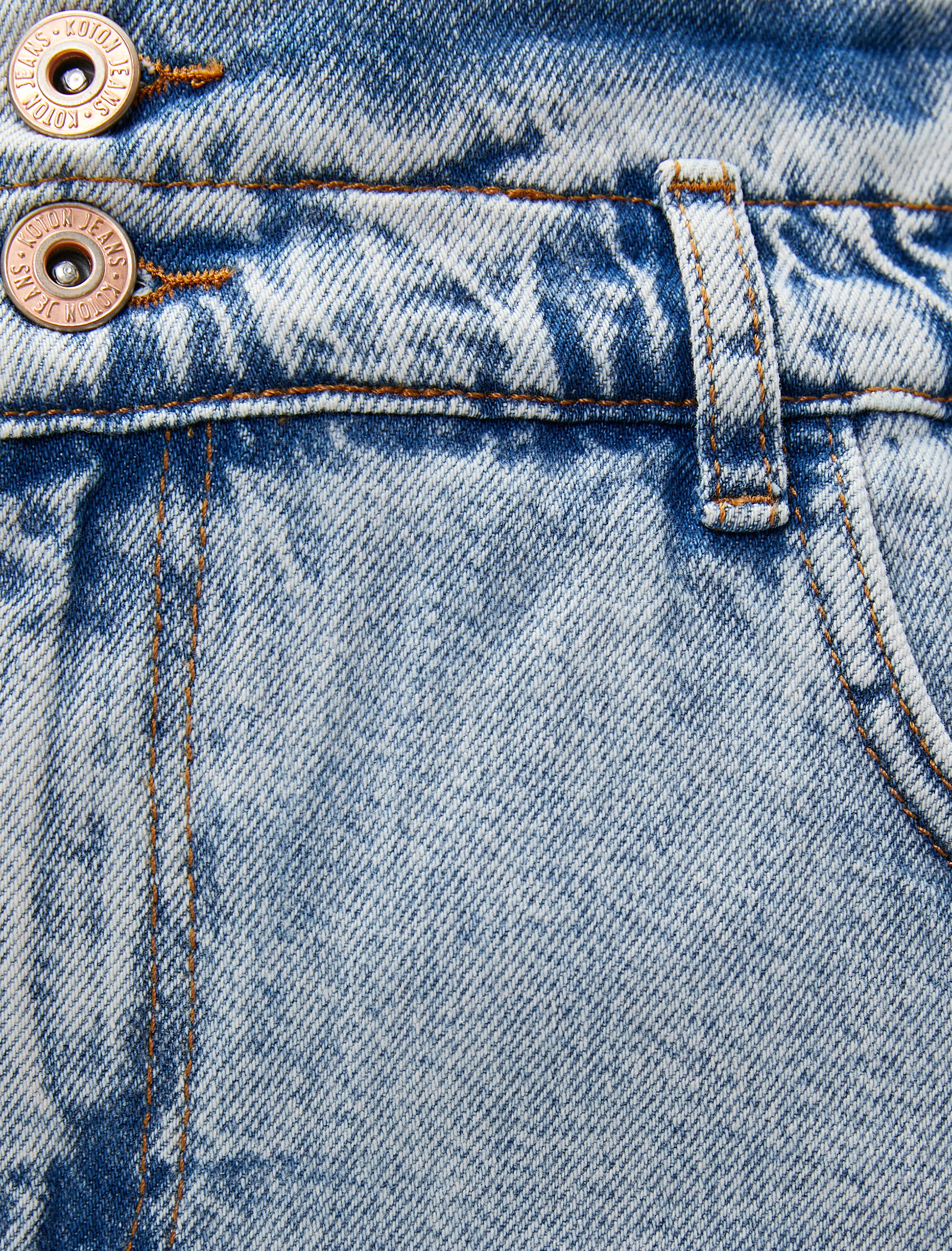   Kot Şort Yüksek Bel Cep Detaylı Düğmeli Pamuklu