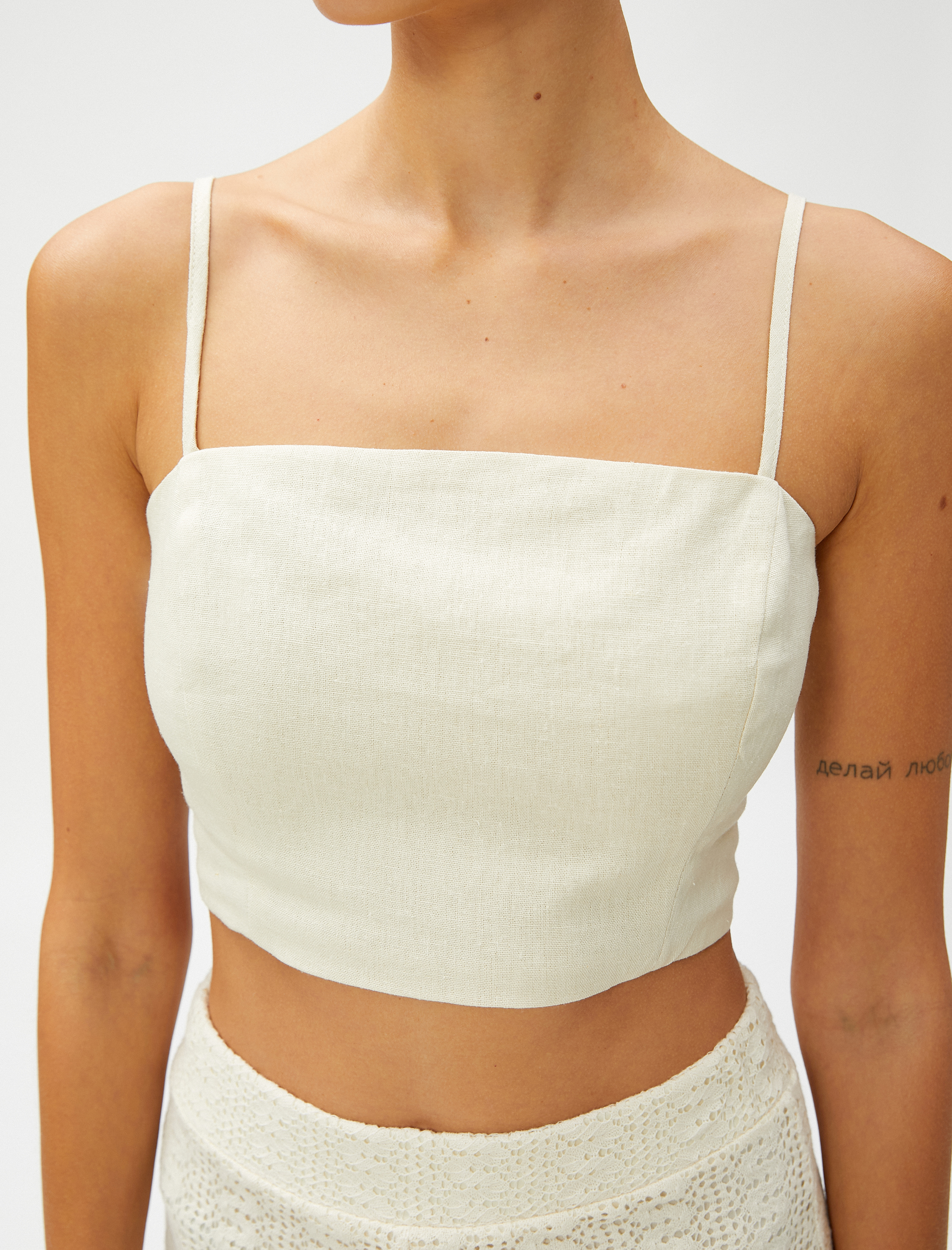   Keten Karışımlı Crop Bluz