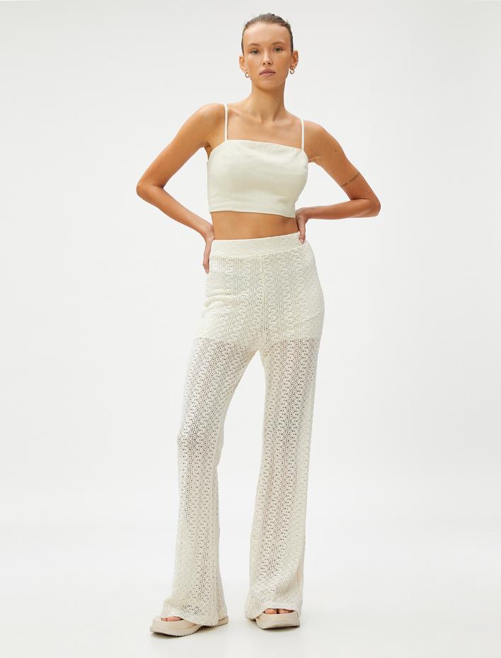  Keten Karışımlı Crop Bluz