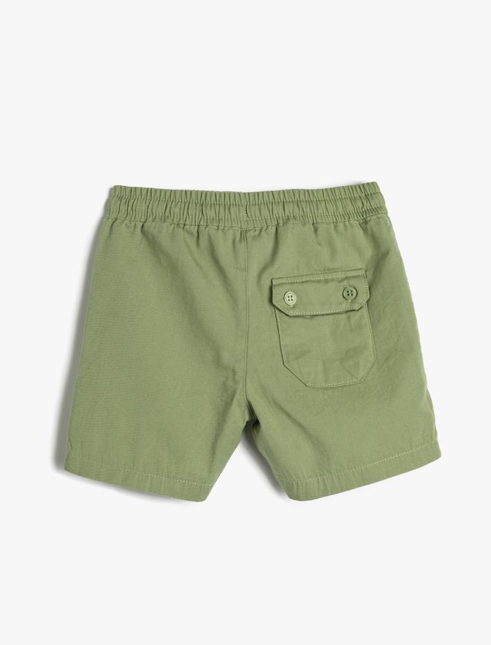 Erkek Bebek Şort Beli Bağlamalı Cepli Pamuklu