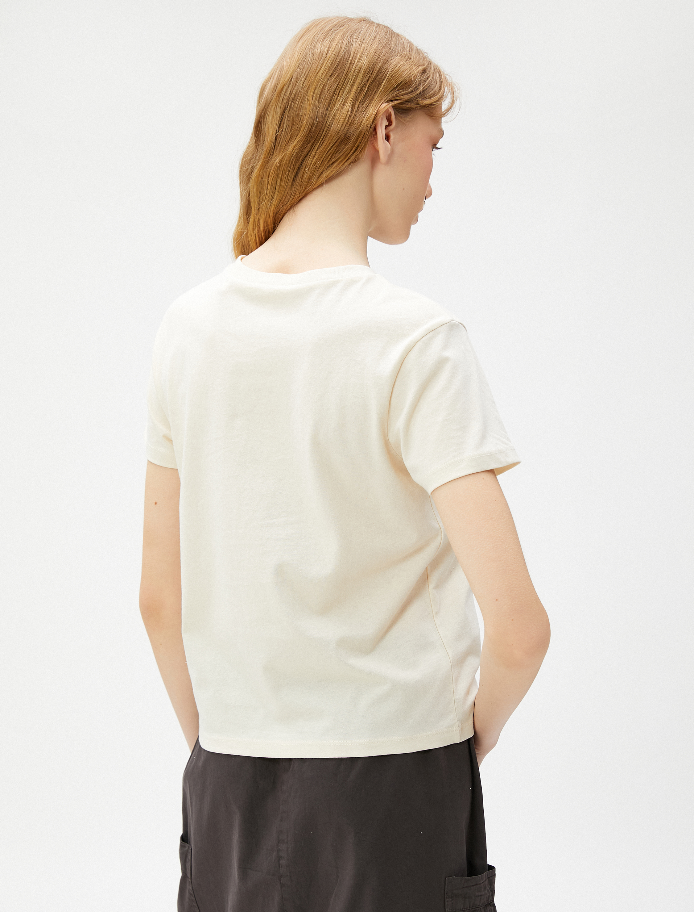   Slogan Baskılı Tişört Bisiklet Yaka Kısa Kollu Pamuklu