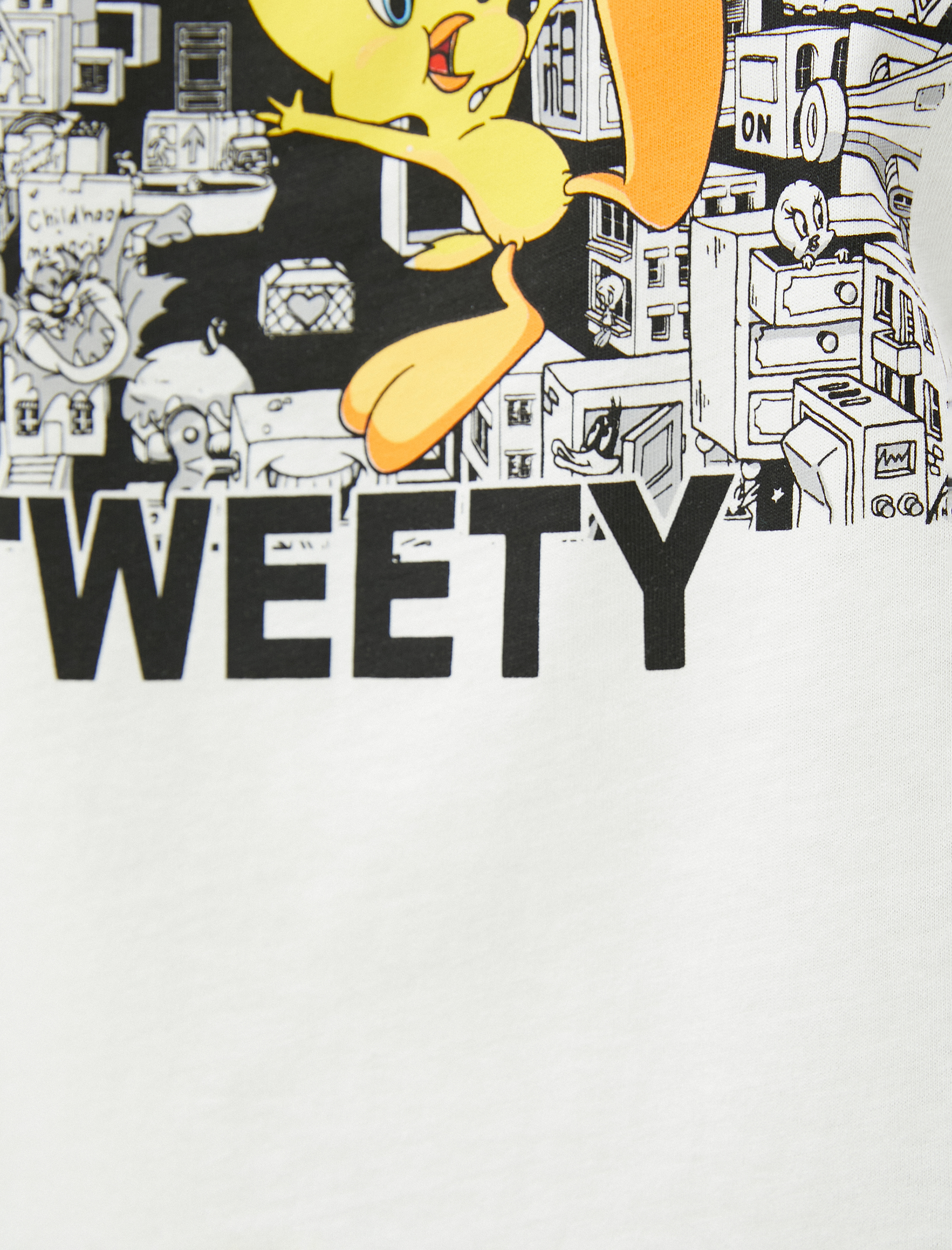   Tweety Tişört Baskılı Bisiklet Yaka Kısa Kollu Lisanslı