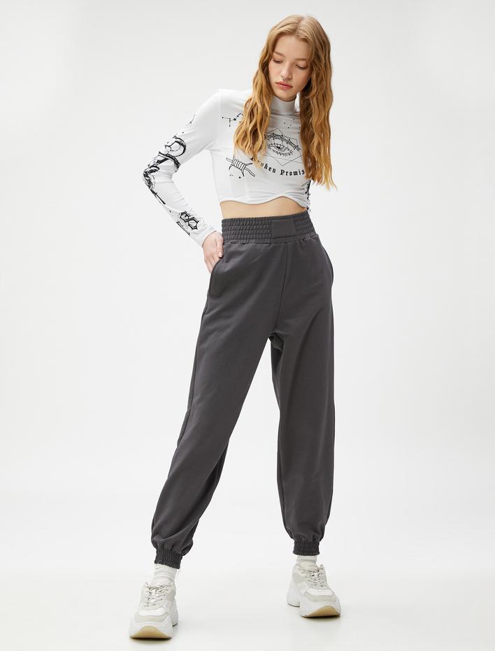  Jogger Eşofman Altı Yüksek Bel Cep Detaylı