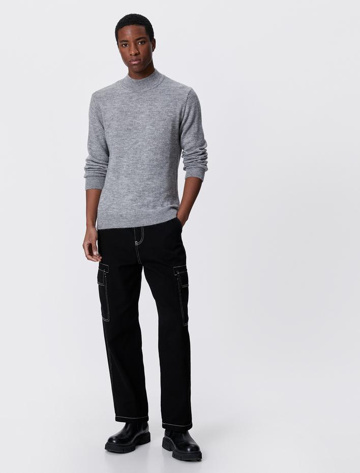  Basic Triko Kazak Yarım Balıkçı Yaka Dar Kesim