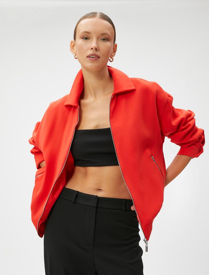  Bomber Ceket Fermuarlı Cepli Gömlek Yaka