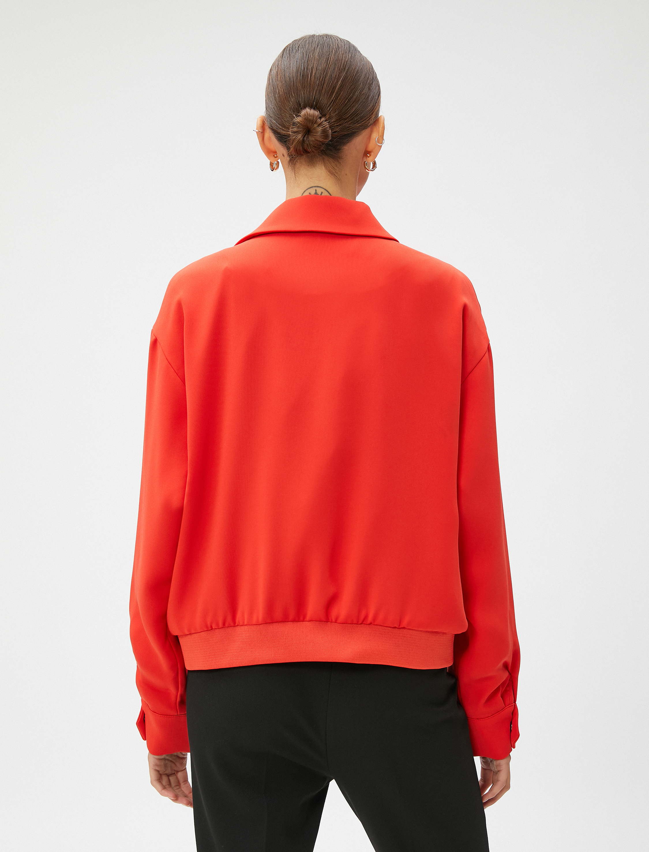   Bomber Ceket Fermuarlı Cepli Gömlek Yaka