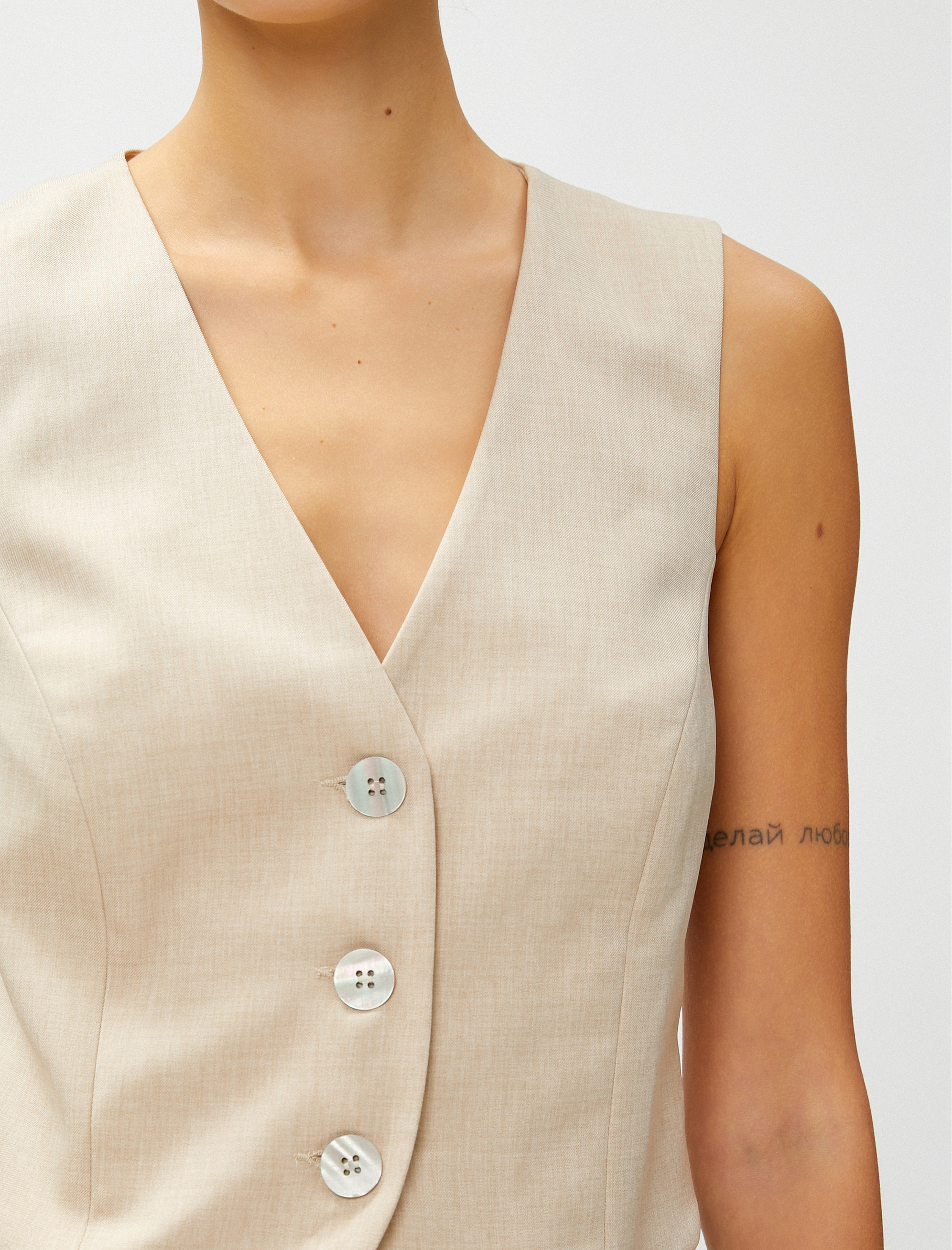   Crop Yelek Düğmeli