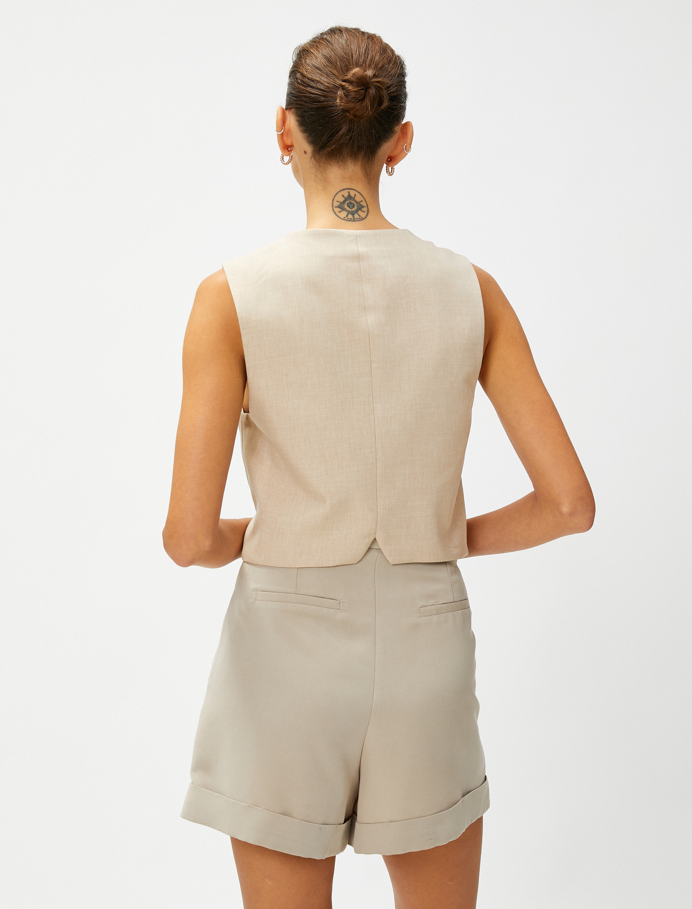   Crop Yelek Düğmeli