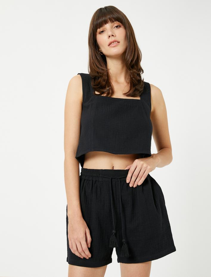  Crop Atlet Kalın Askılı Pamuklu