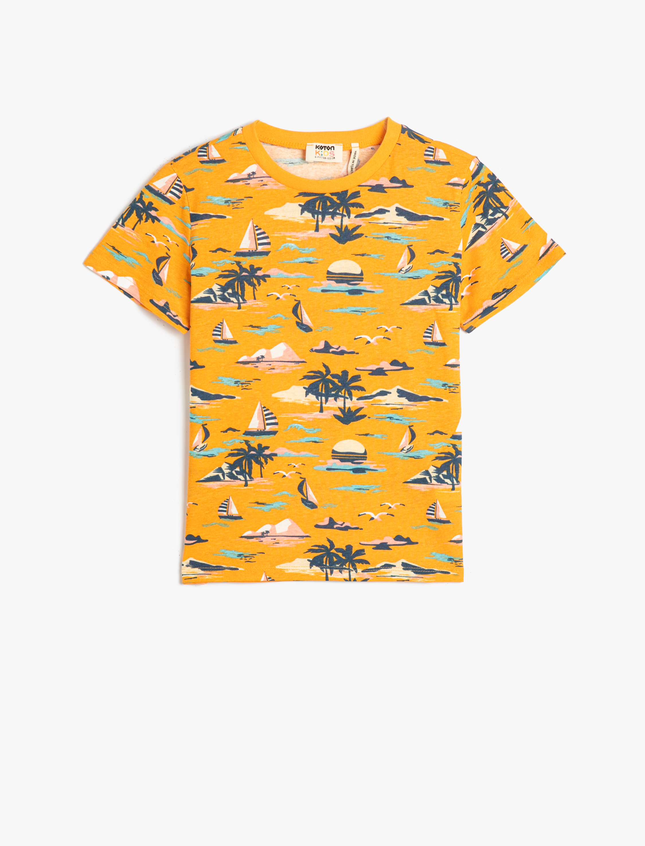  Erkek Çocuk Kısa Kollu Tişört Bisiklet Yaka Baskılı Pamuklu