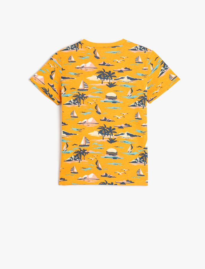 Erkek Çocuk Kısa Kollu Tişört Bisiklet Yaka Baskılı Pamuklu