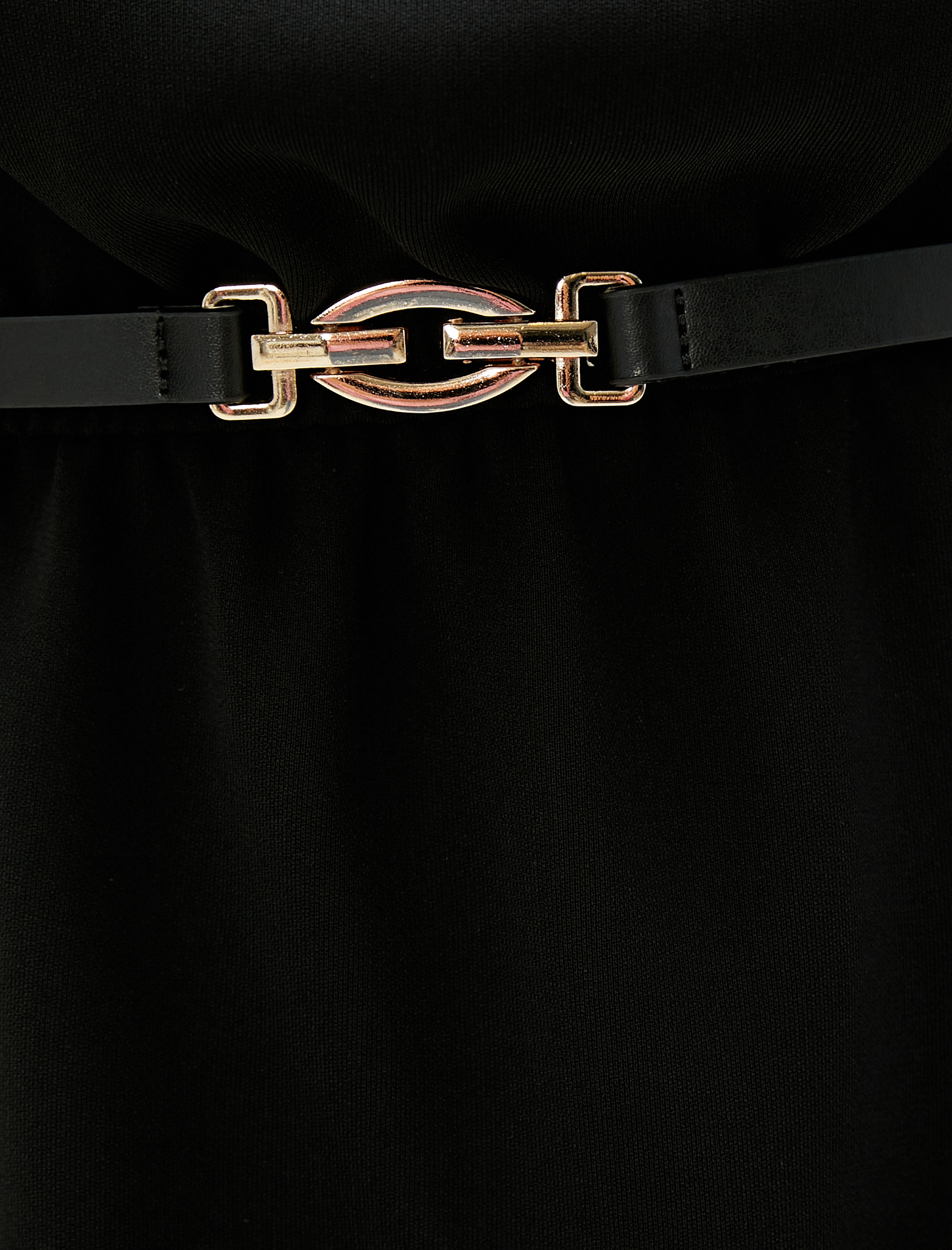   Mini Elbise Degaje Yaka Kemerli Kısa Kollu