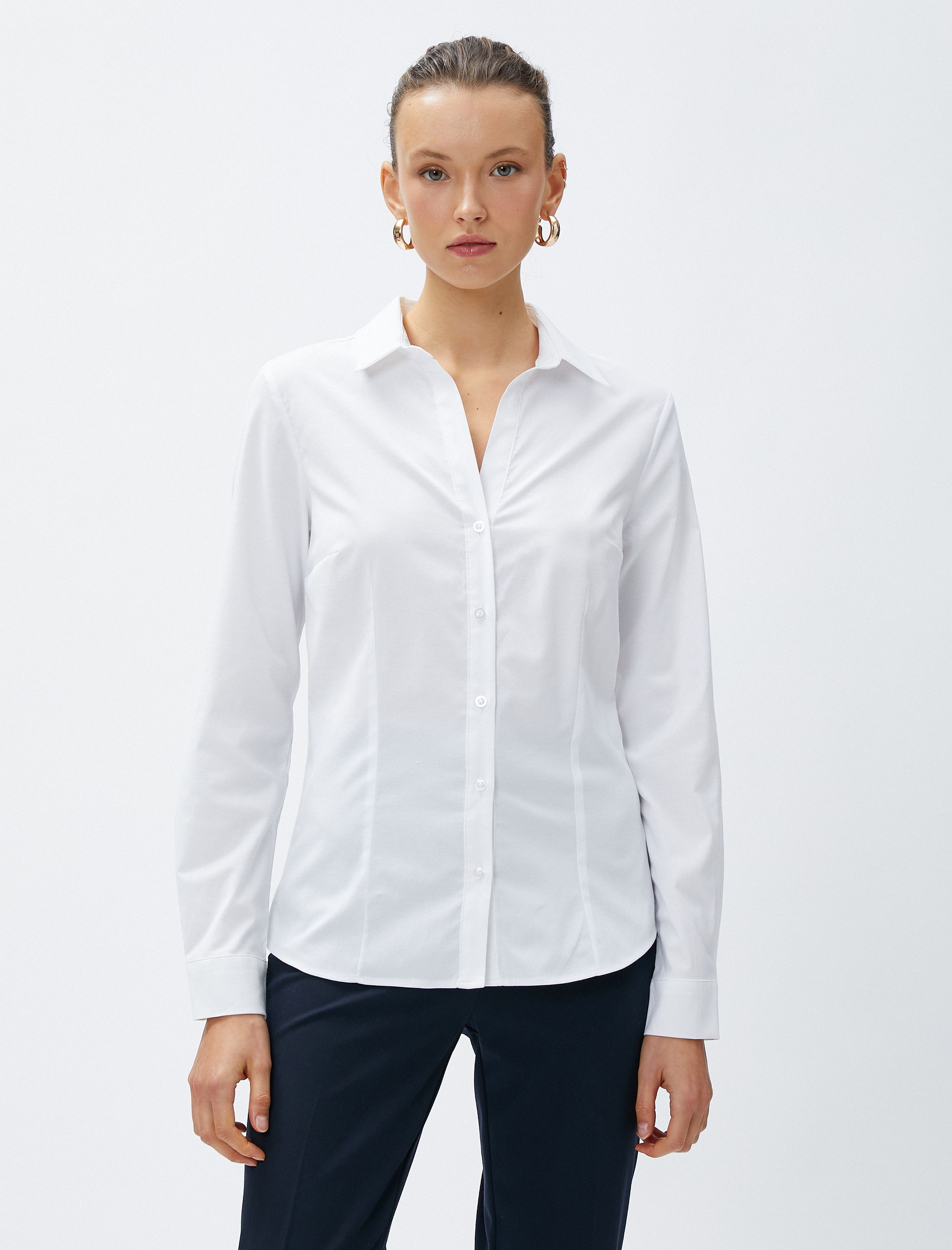 Basic Poplin Gömlek Uzun Kollu Slim Fit