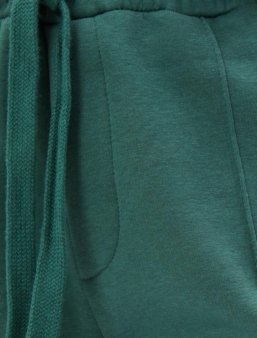   Şardonlu Jogger Eşofman Altı Kolej Baskılı Nervürlü Beli Bağcıklı