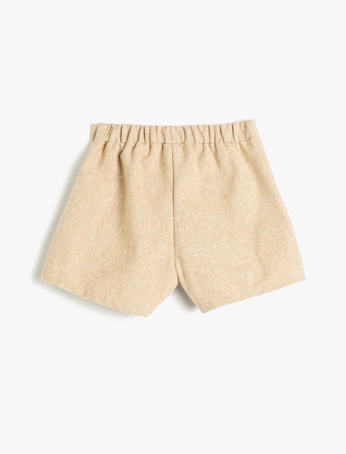 Kız Çocuk Şort Etek Anvelop Beli Lastikli Pileli