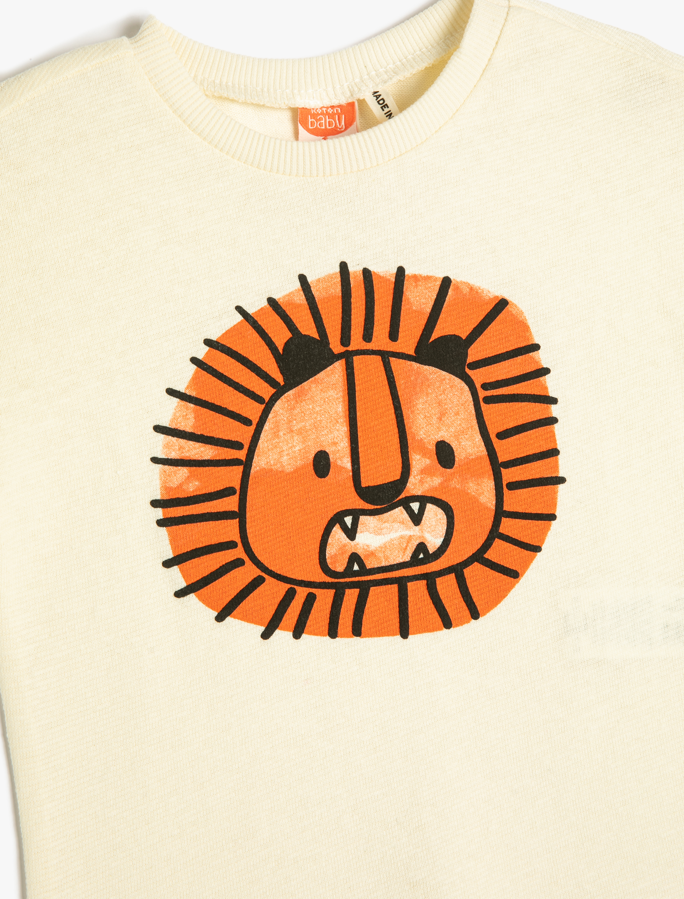  Erkek Bebek Tişört Kısa Kollu Bisiklet Yaka Pamuklu Aslan Baskılı