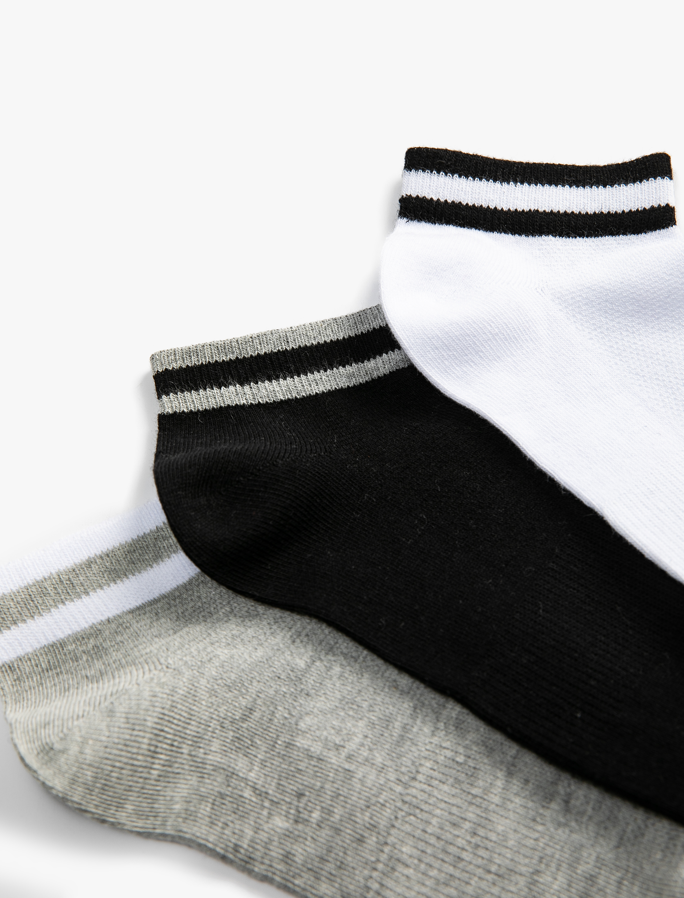  Erkek Çizgili 3'lü Patik Çorap Seti Çok Renkli