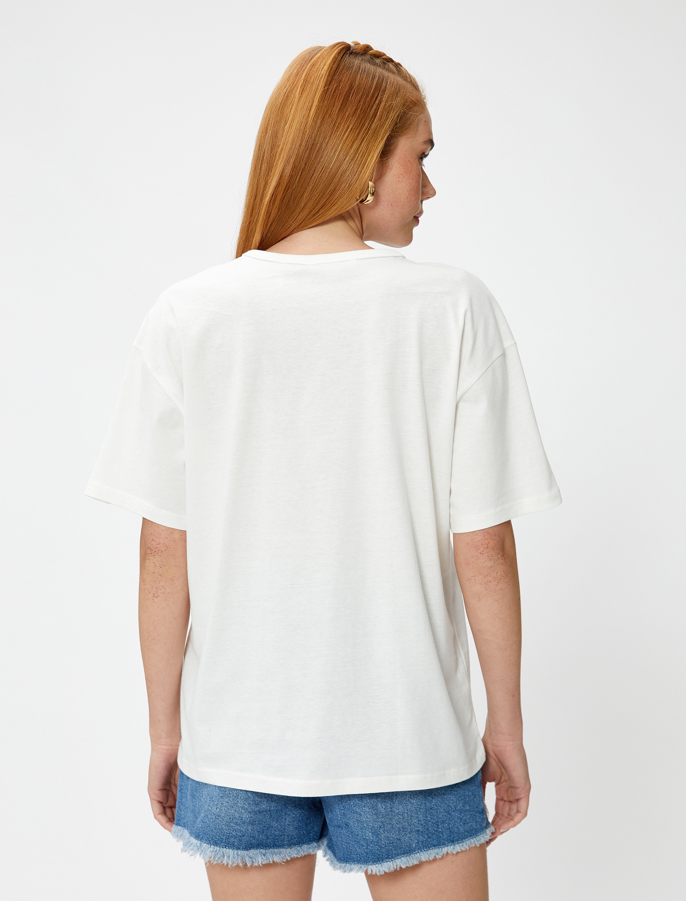   Pamuklu Tişört Pencere Detaylı Relax Fit