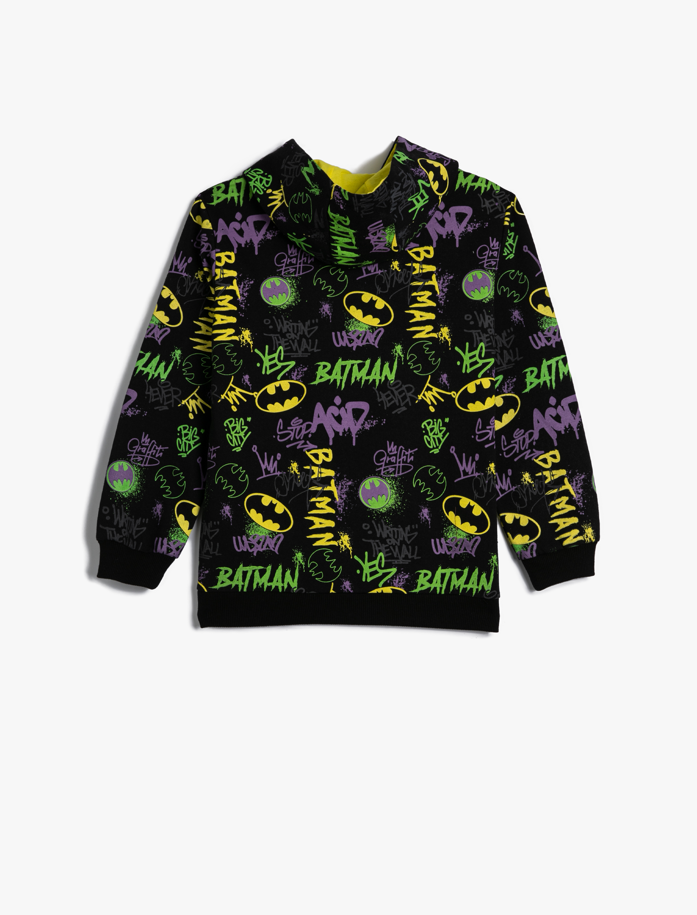  Erkek Çocuk Batman Kapşonlu Sweatshirt Lisanslı Uzun Kollu